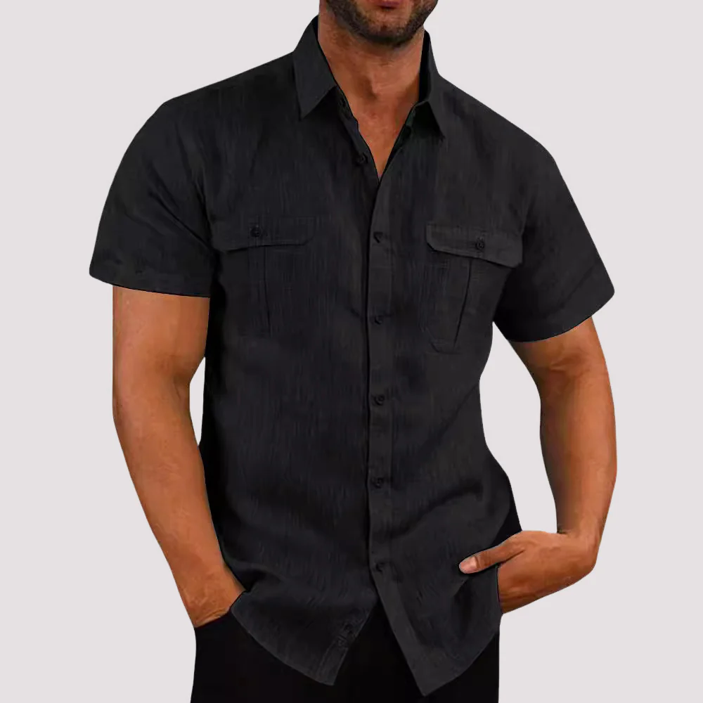 Aaron - Chemise à manches courtes stylée avec patte de boutonnage pour hommes - Image 5