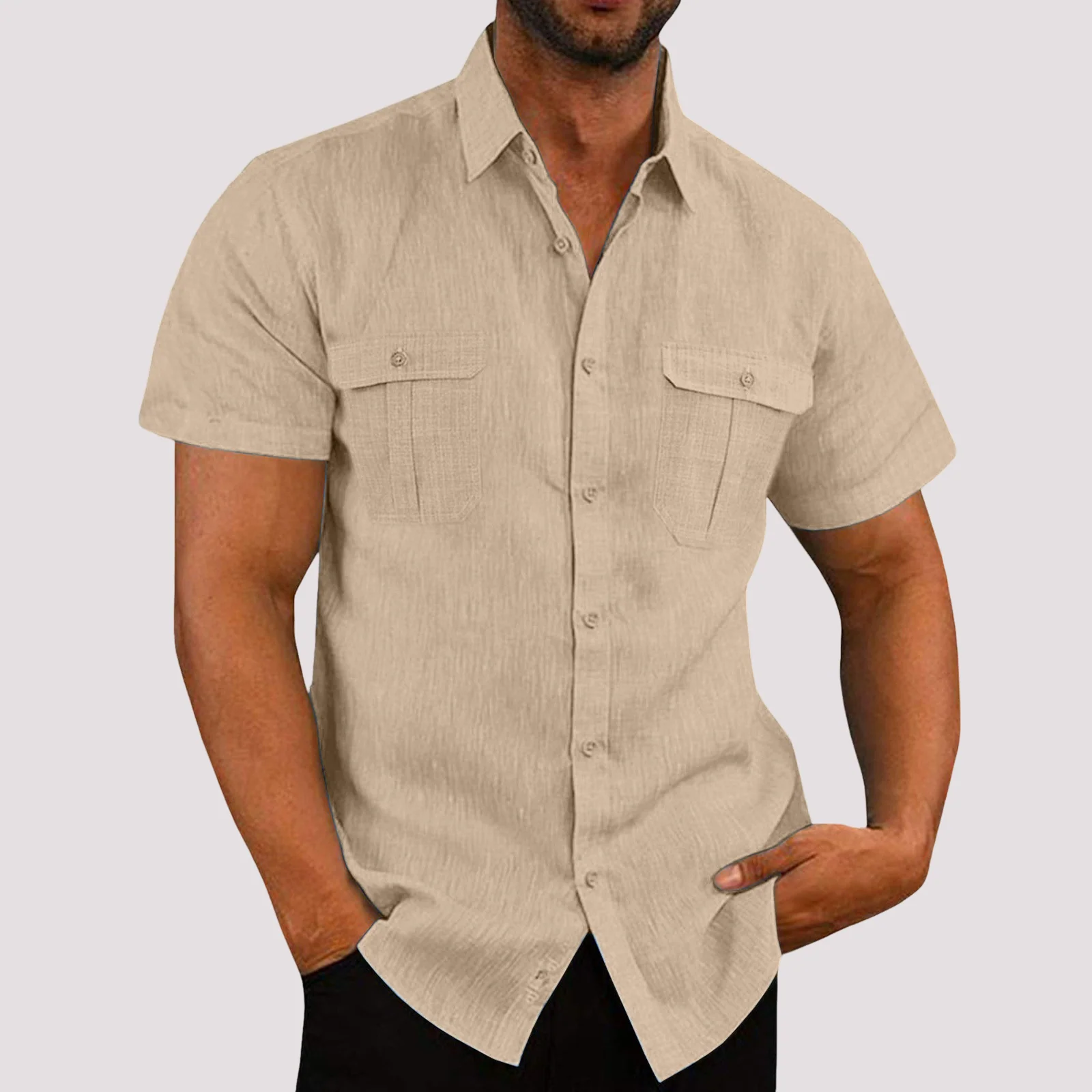 Aaron - Chemise à manches courtes stylée avec patte de boutonnage pour hommes - Image 6
