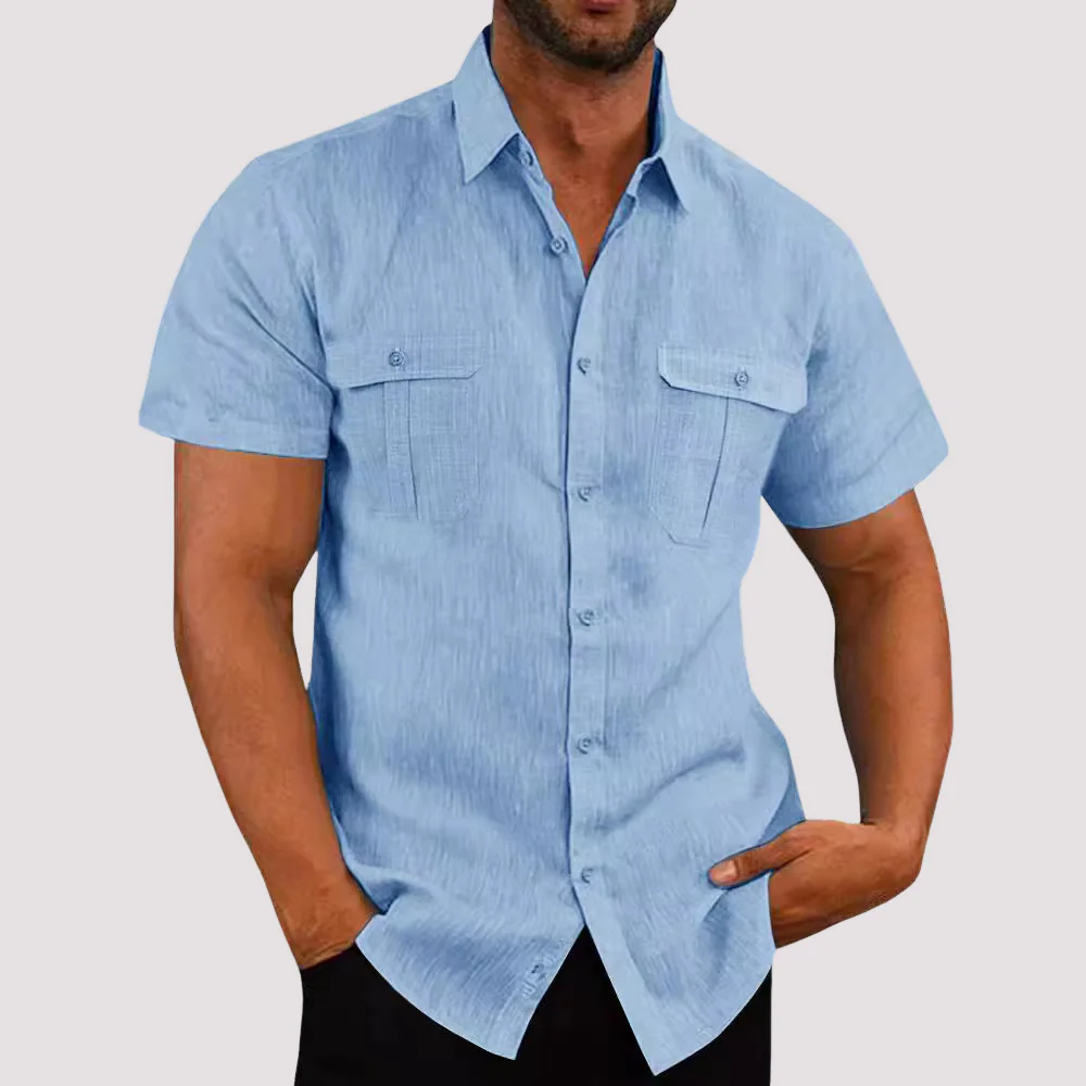Aaron - Chemise à manches courtes stylée avec patte de boutonnage pour hommes - Image 7
