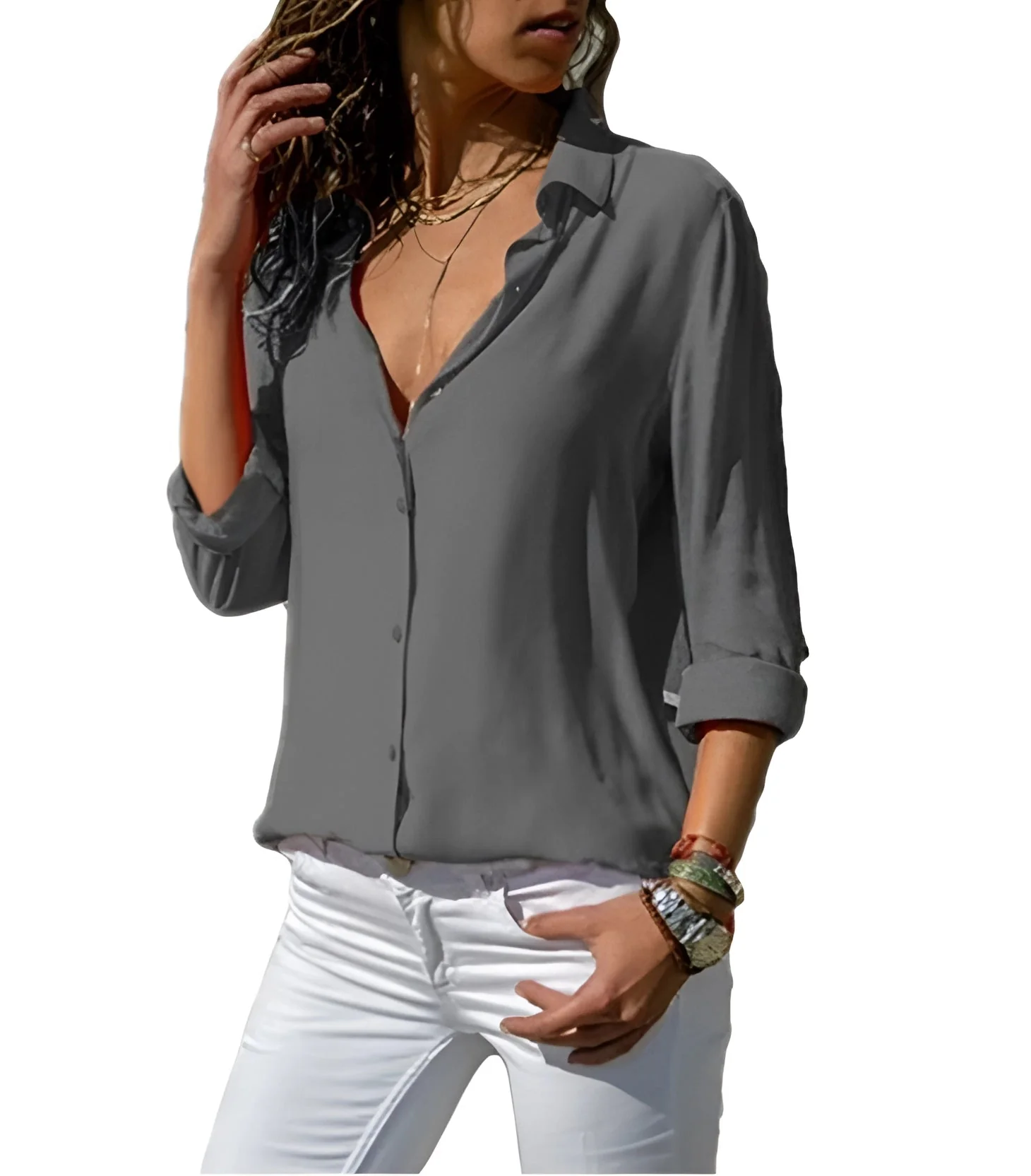 Aiah – Blouse légère col V pour femme - Image 4