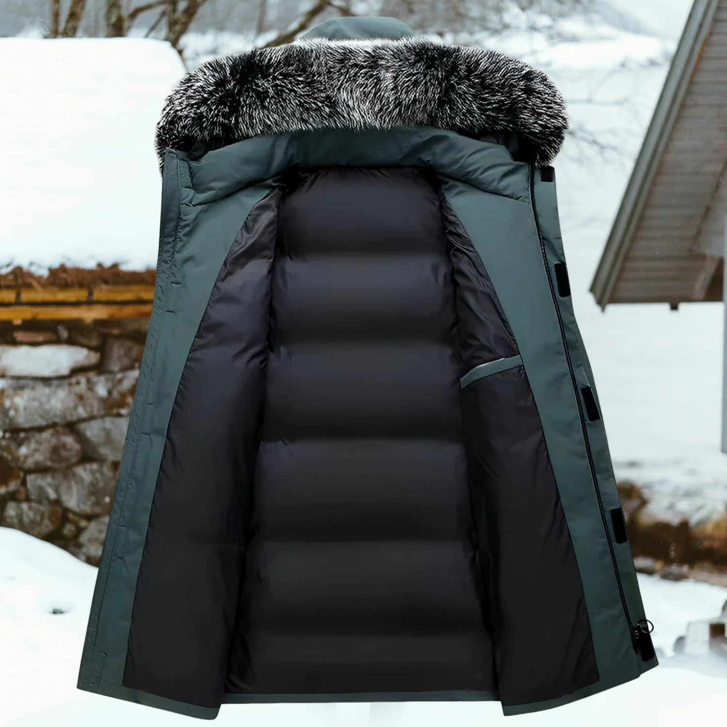 Aik - Veste d'hiver avec capuche et col en fausse fourrure - Image 6
