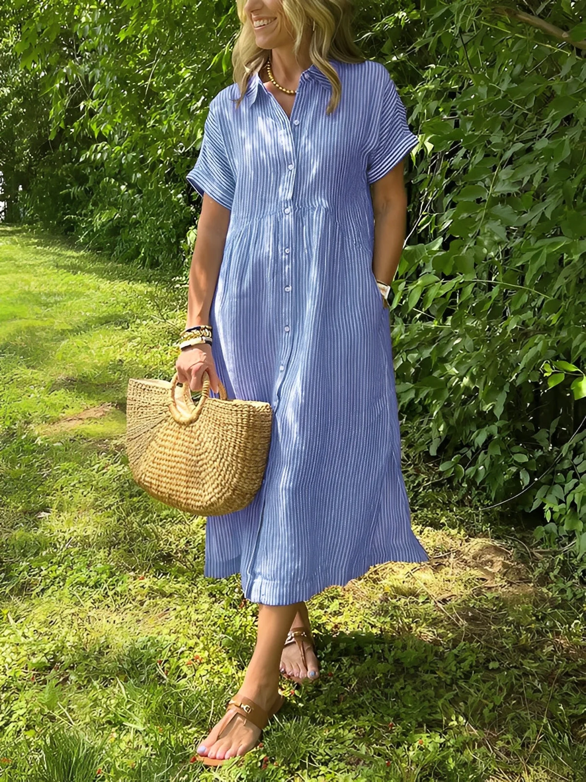 Alana - Robe-chemise rayée décontractée pour femmes - Image 2