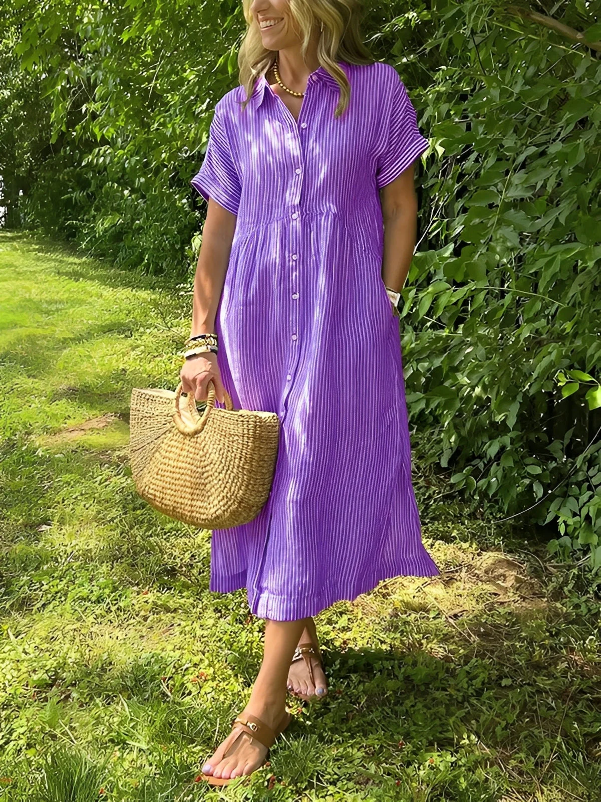 Alana - Robe-chemise rayée décontractée pour femmes - Image 3