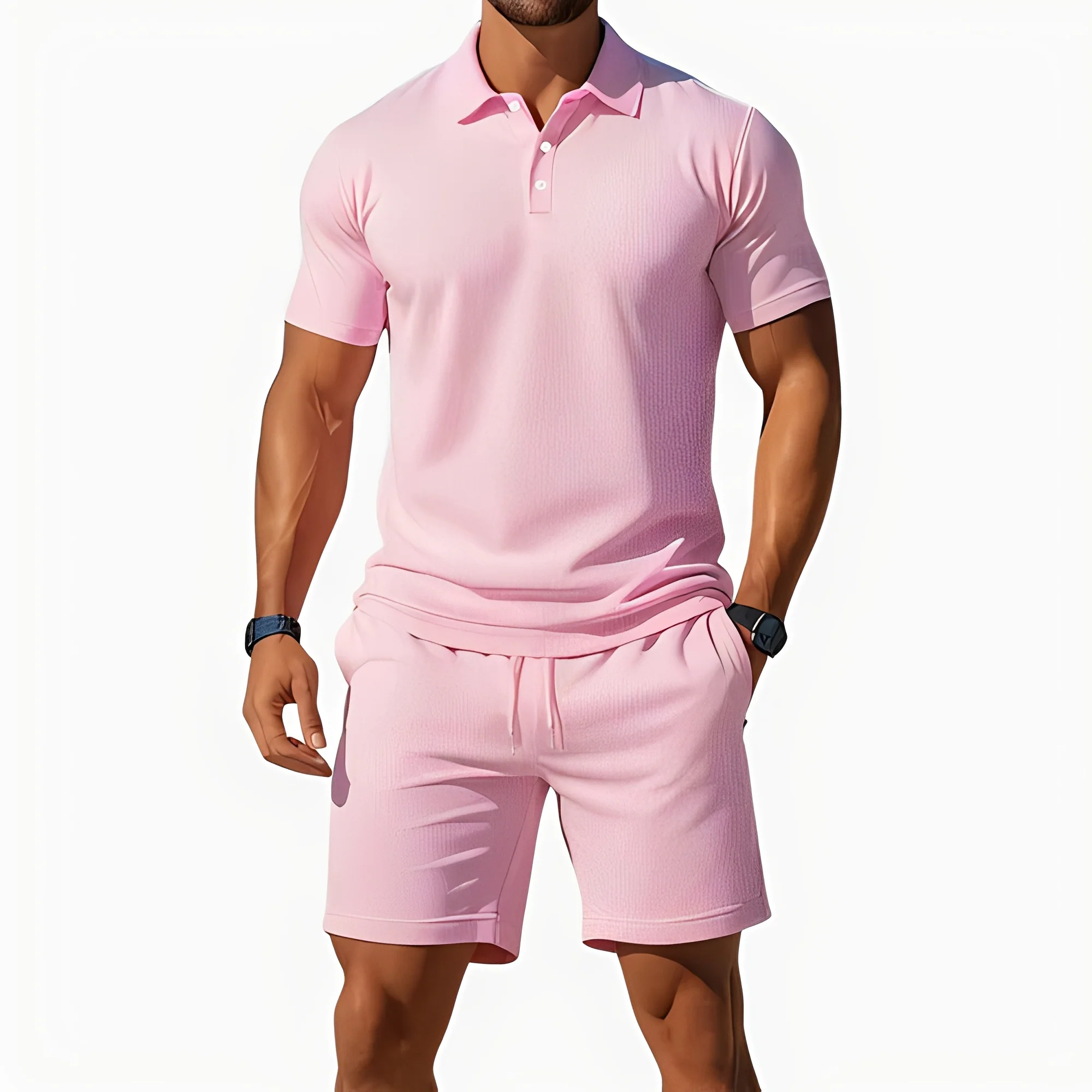 Aldrin - Ensemble polo et short homme tendance - Image 2