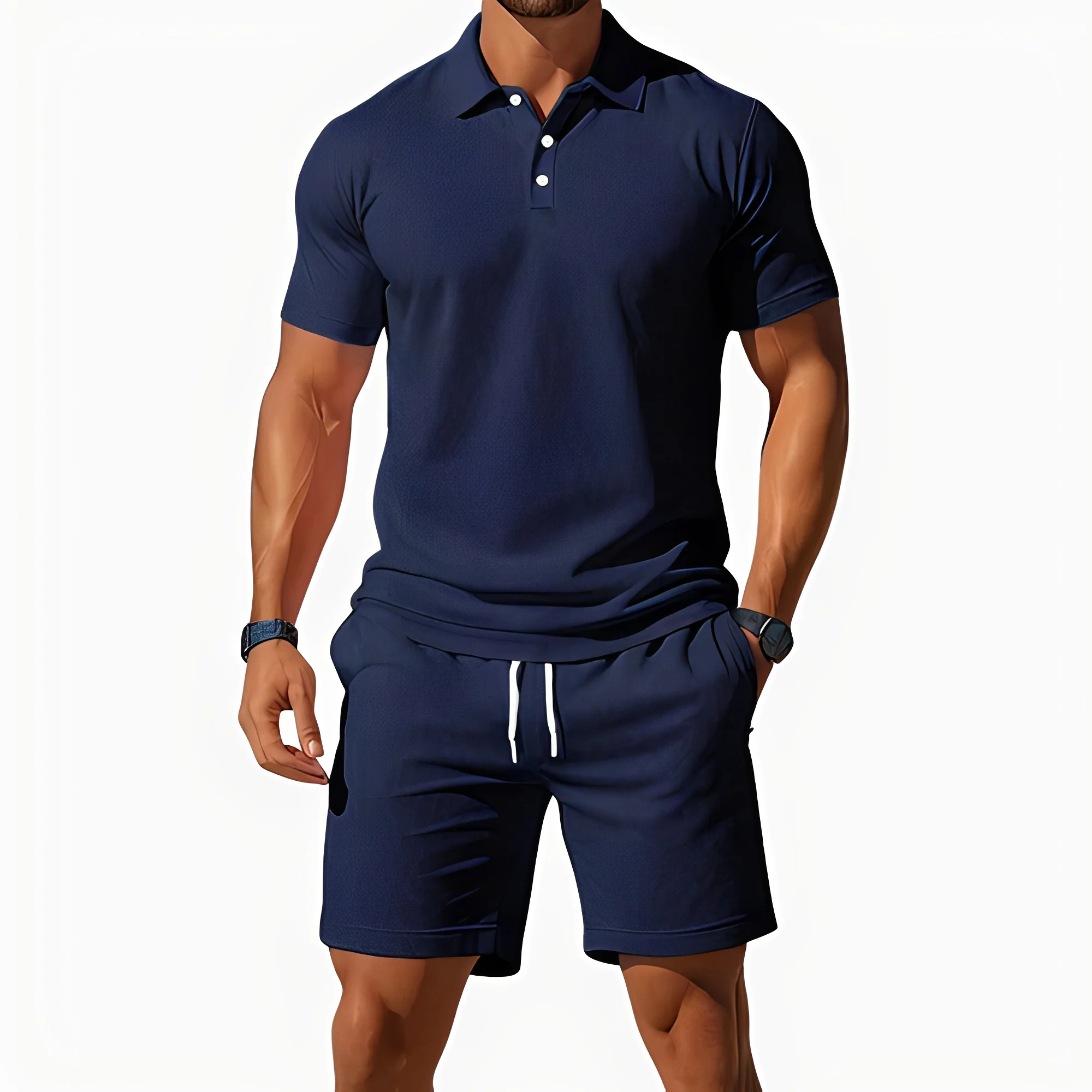Aldrin - Ensemble polo et short homme tendance - Image 7