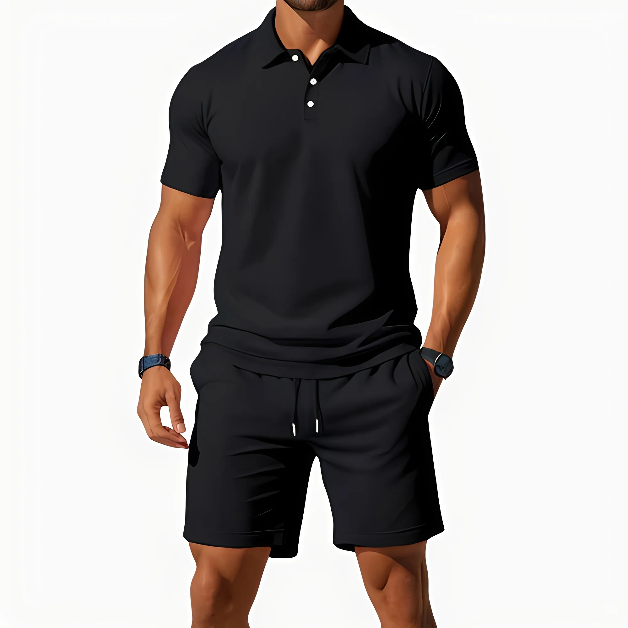 Aldrin - Ensemble polo et short homme tendance - Image 8