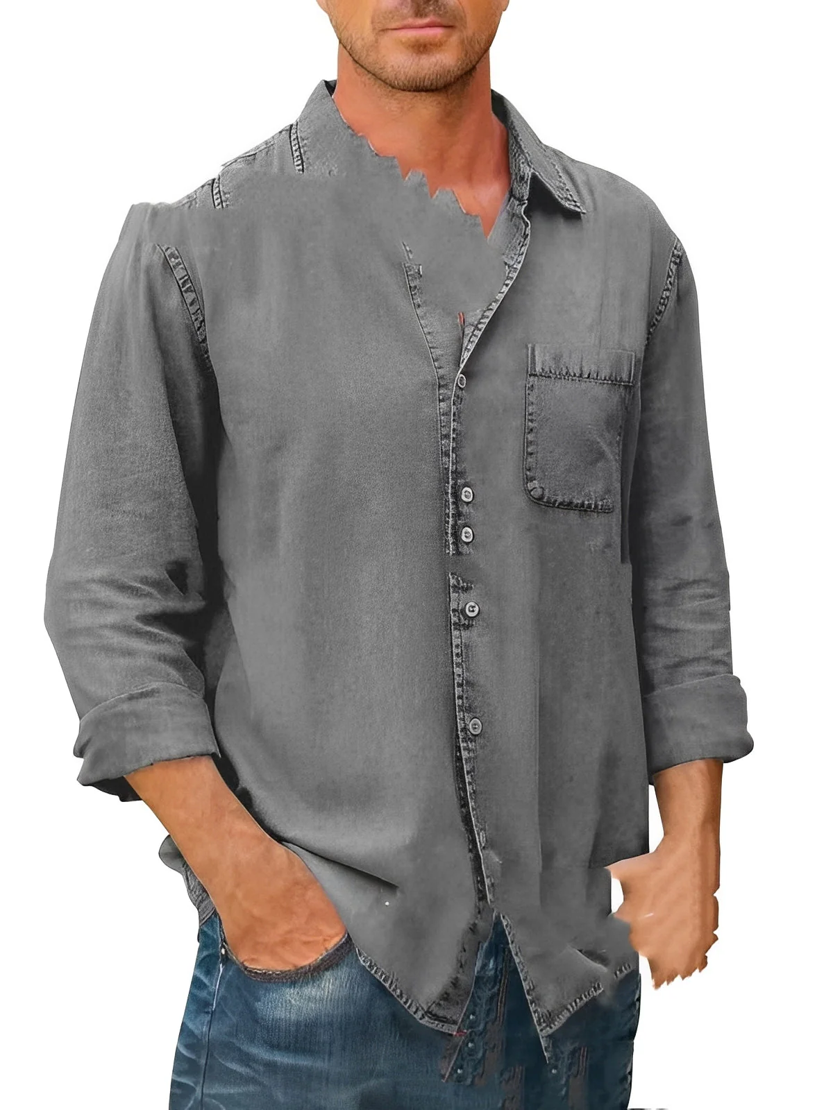 Alfie - Chemise délavée à manches longues - Image 3