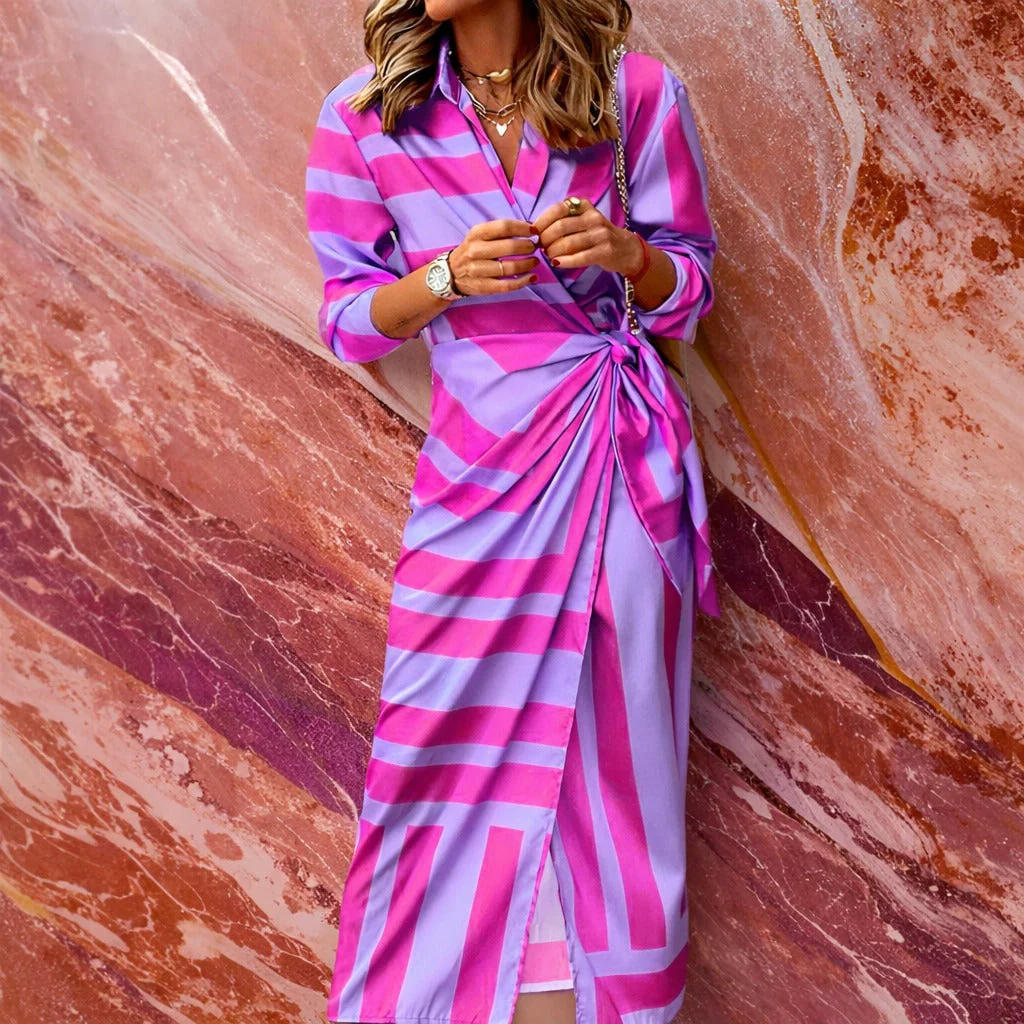 Aliza - Robe Élégante à Motif Rayé - Image 3