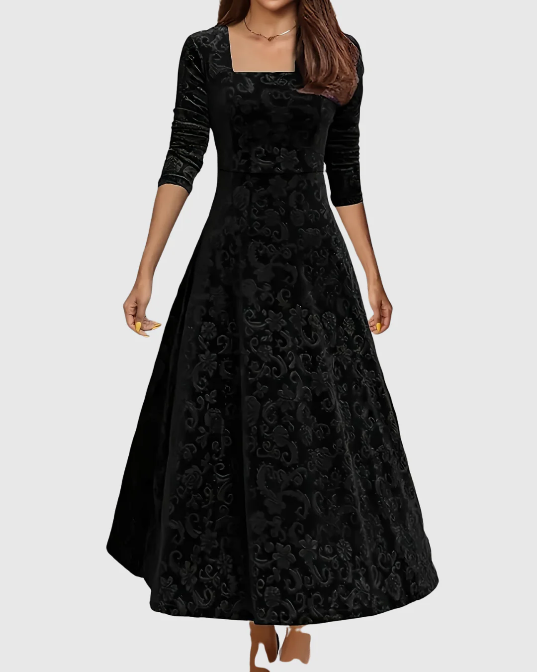 Amandine – Robe Midi Évasée Florale Élégante - Image 2