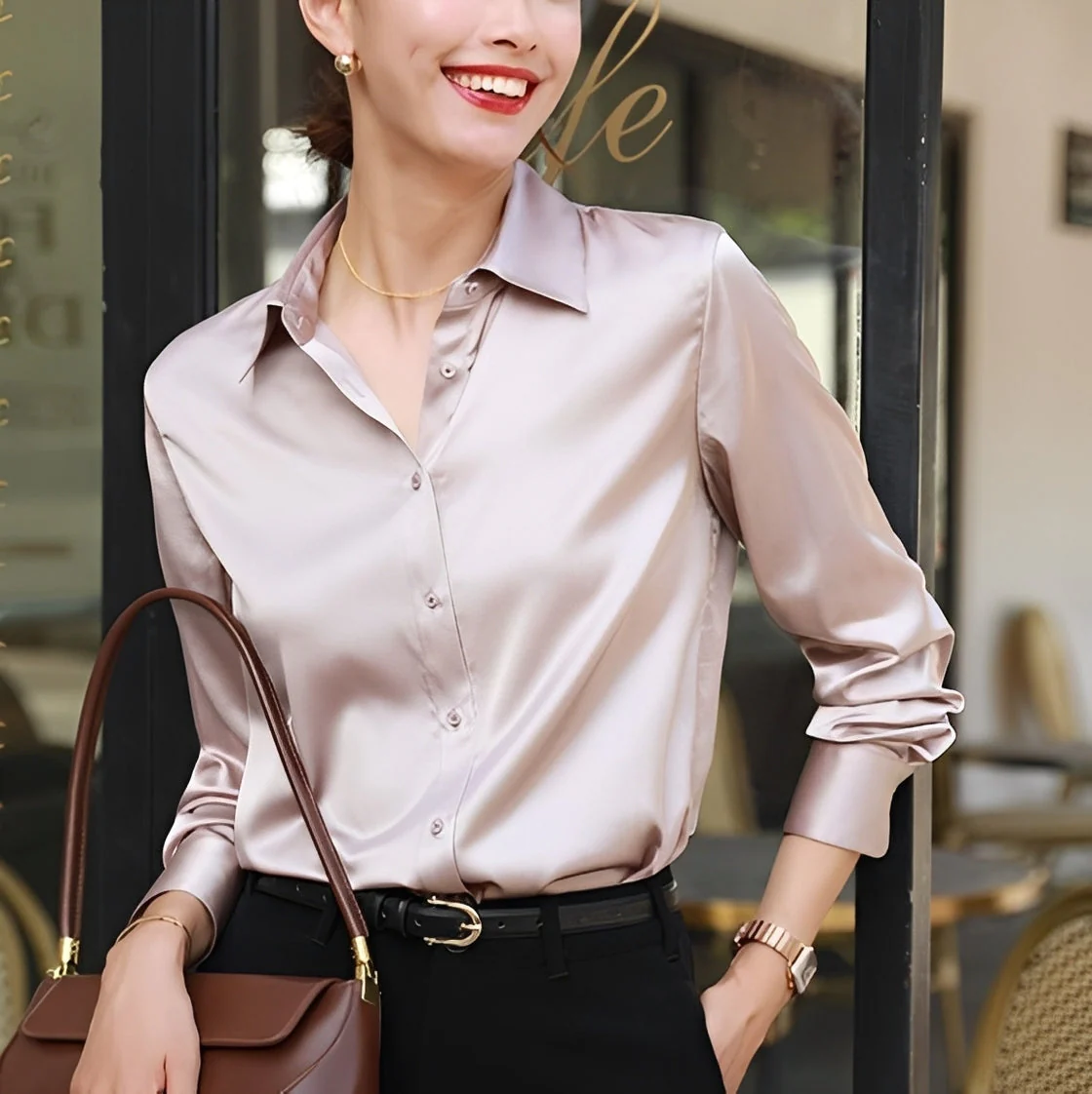 Annalise - Blouse élégante pour femmes avec patte de boutonnage - Image 2