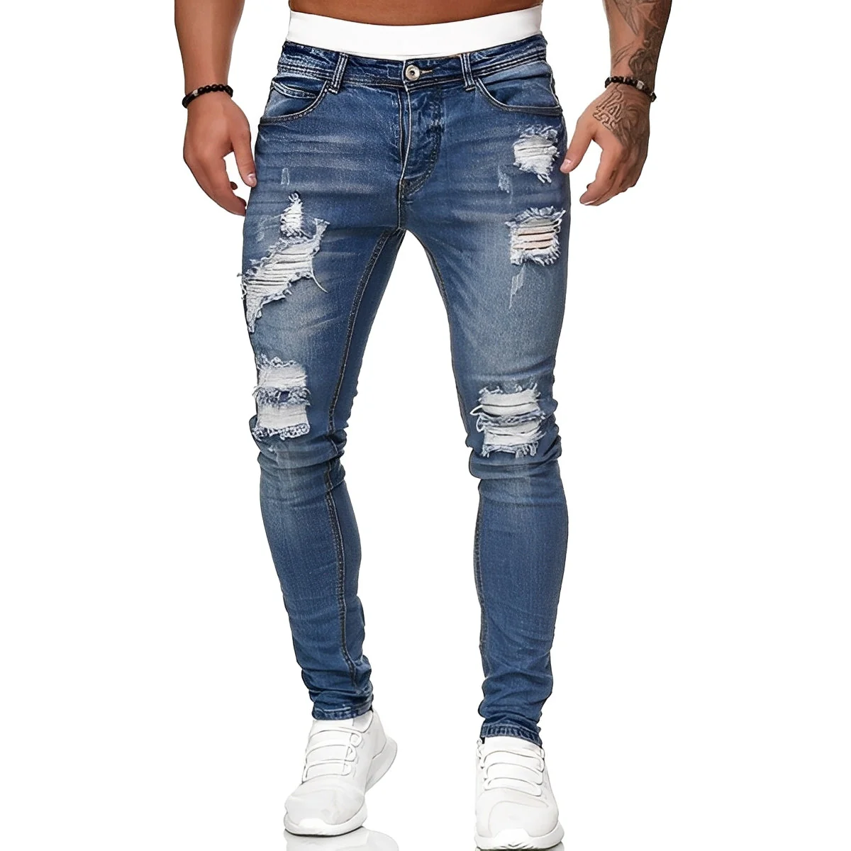 Annie - Jean skinny décontracté avec déchirures pour hommes - Image 4