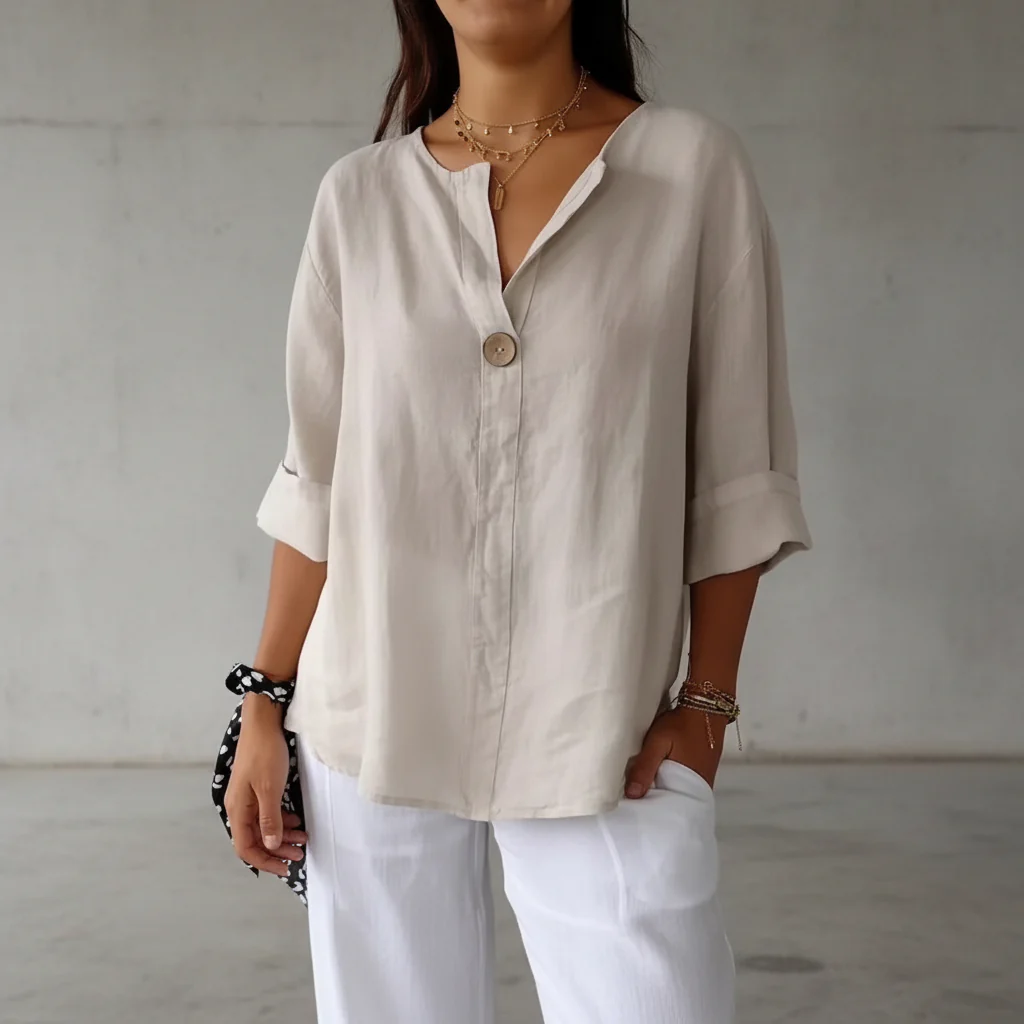 Arabella - Blouse ample pour femmes avec décolleté en V - Image 4