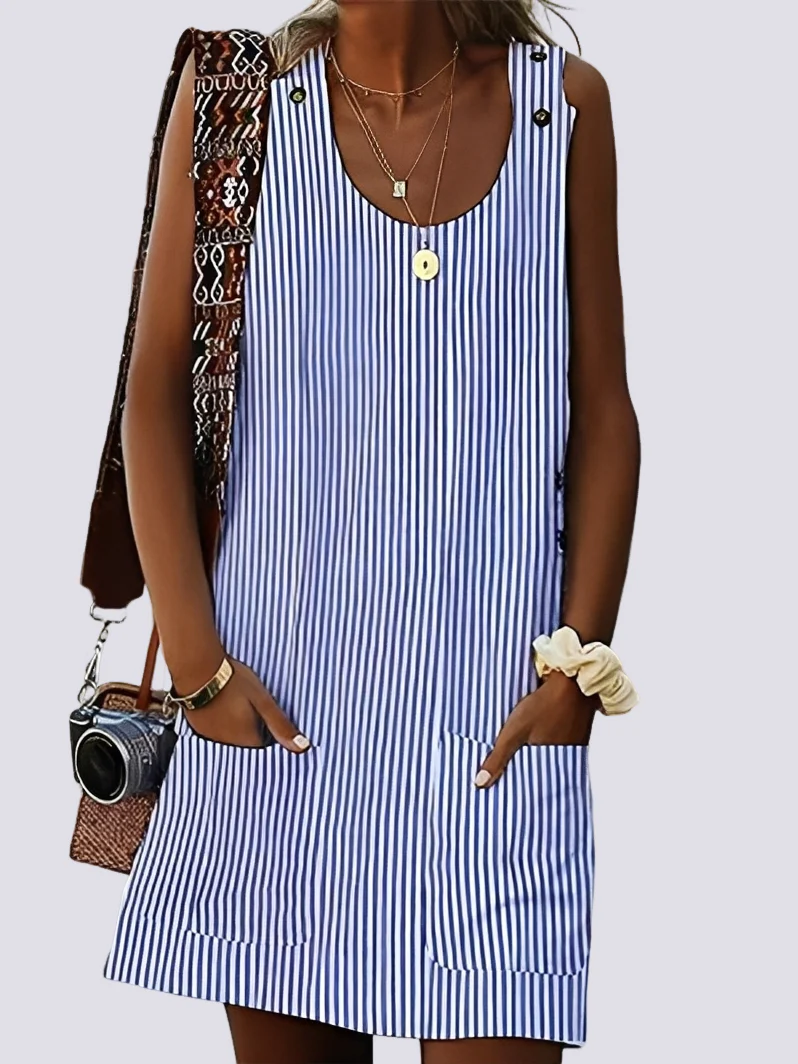 Ashley - Robe rayée chic avec poches pour femmes - Image 3
