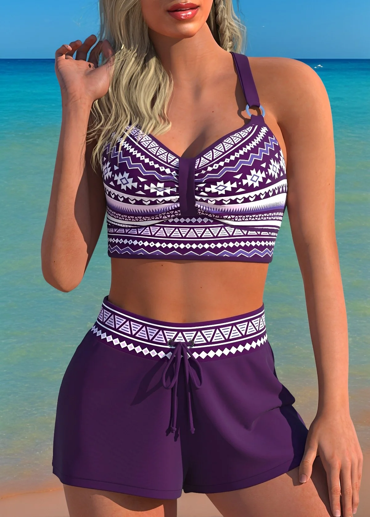 Bailey - Bikini élégant à taille haute et motif pour femmes - Image 2