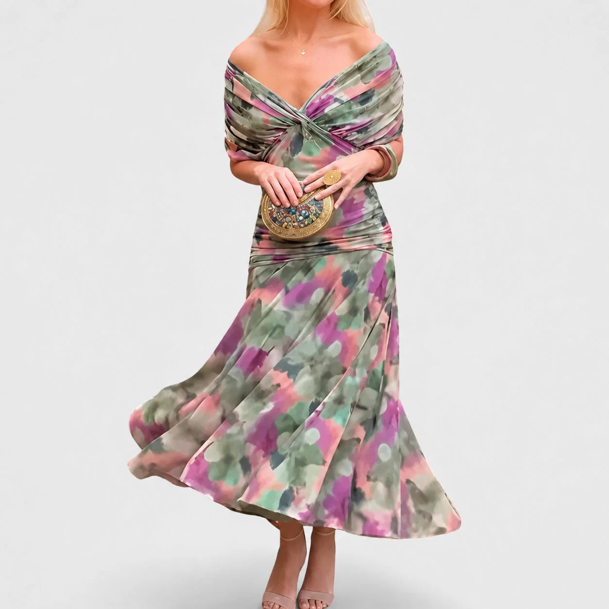 Bernice - Robe Maxi Élégante avec Détails Plissés - Image 5