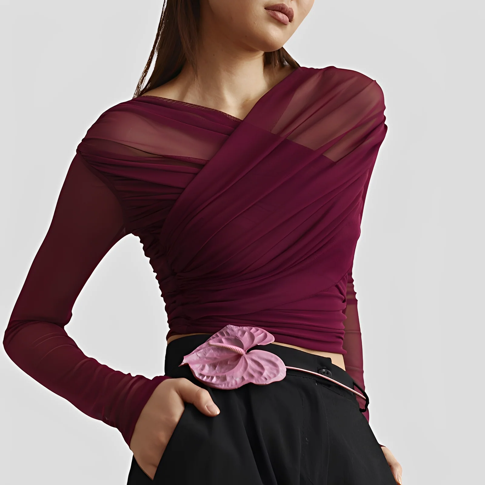Cara - Élégante blouse avec manches longues plissées