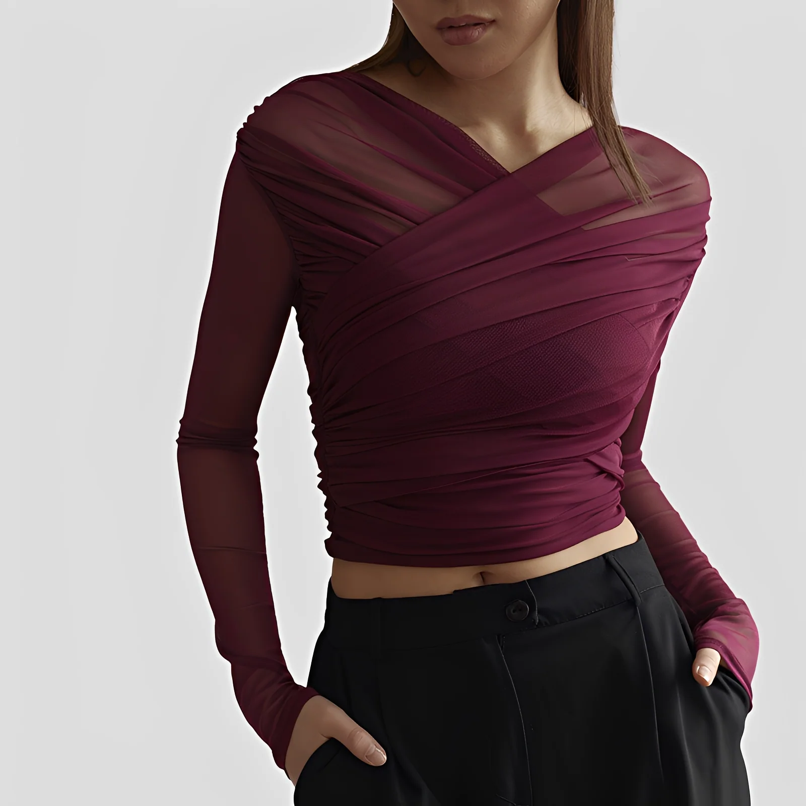 Cara - Élégante blouse avec manches longues plissées - Image 3