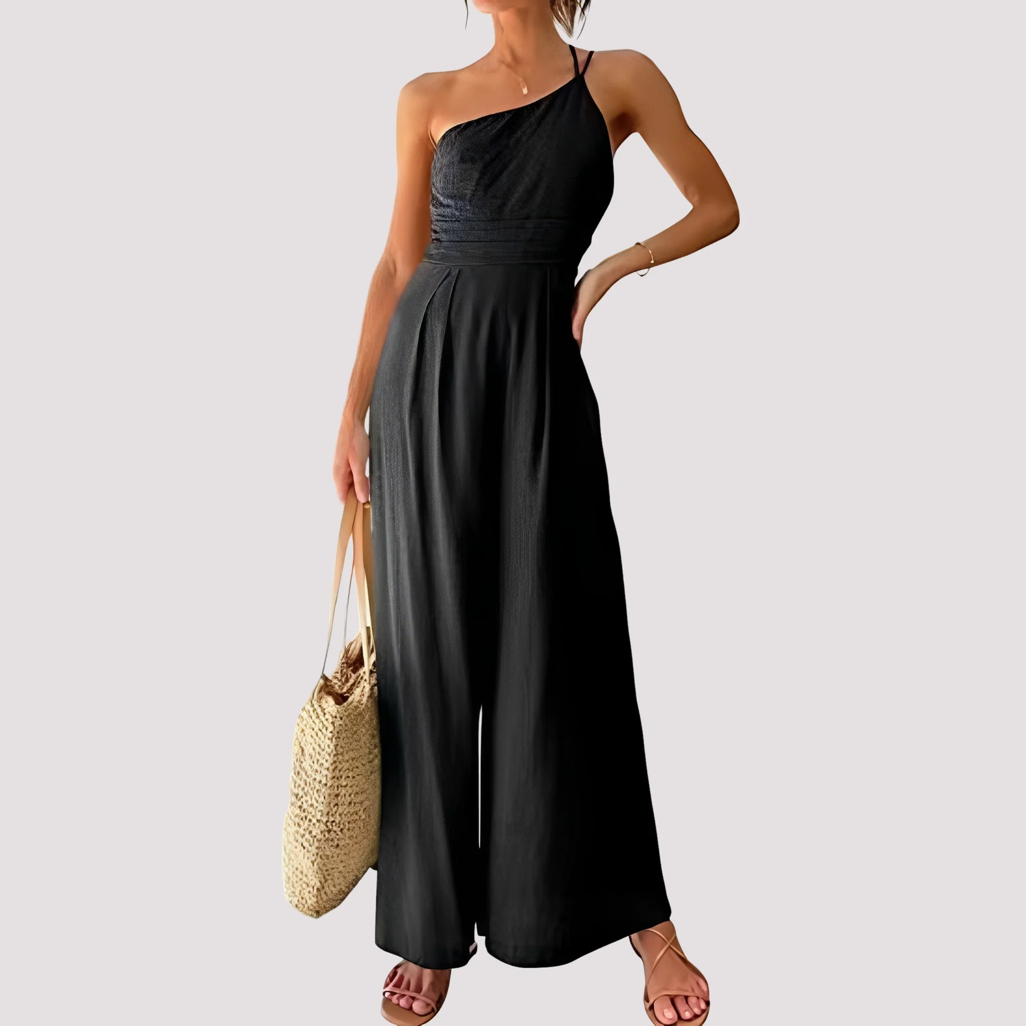 Carla - Combinaison élégante à une épaule et jambes larges pour femmes - Image 4