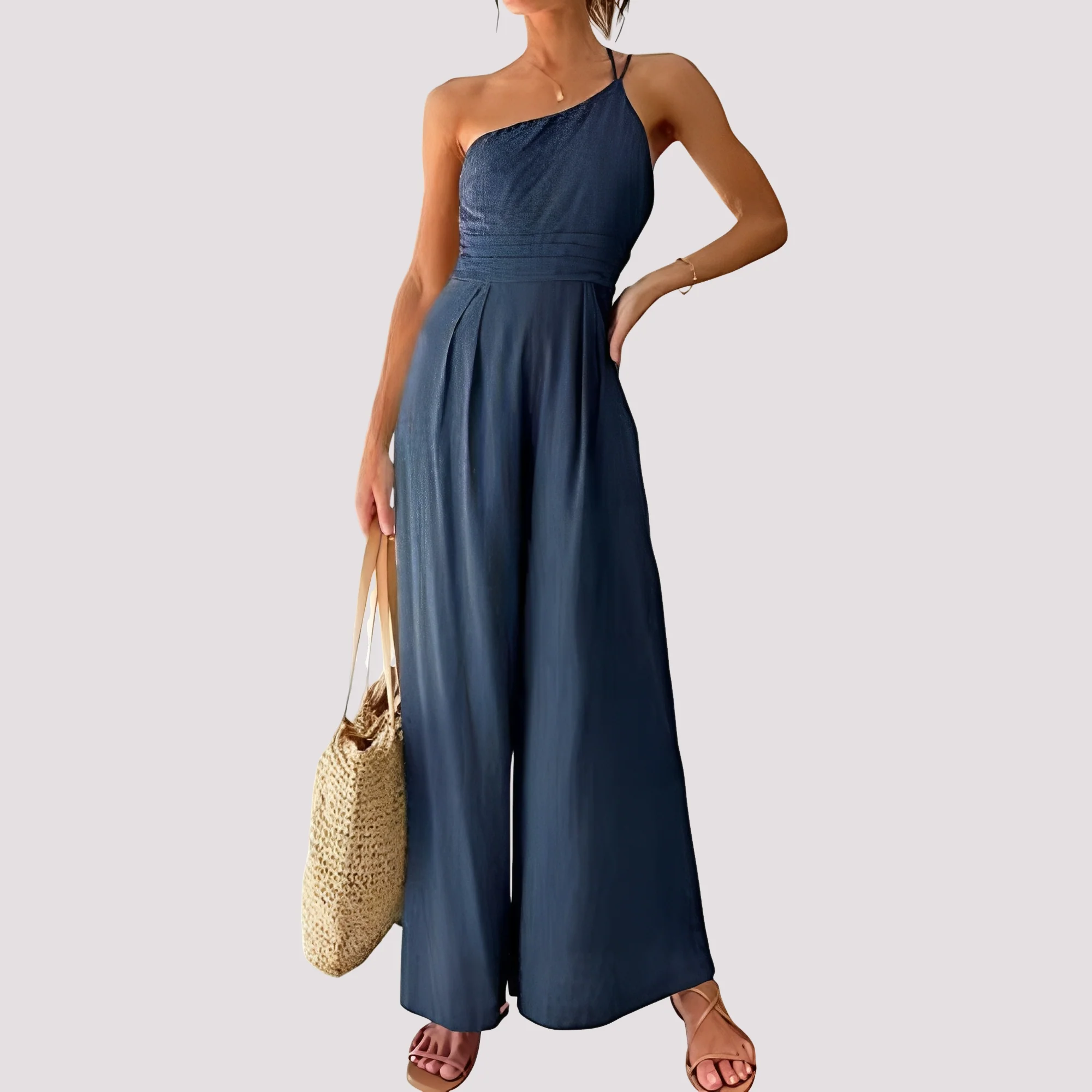 Carla - Combinaison élégante à une épaule et jambes larges pour femmes - Image 6