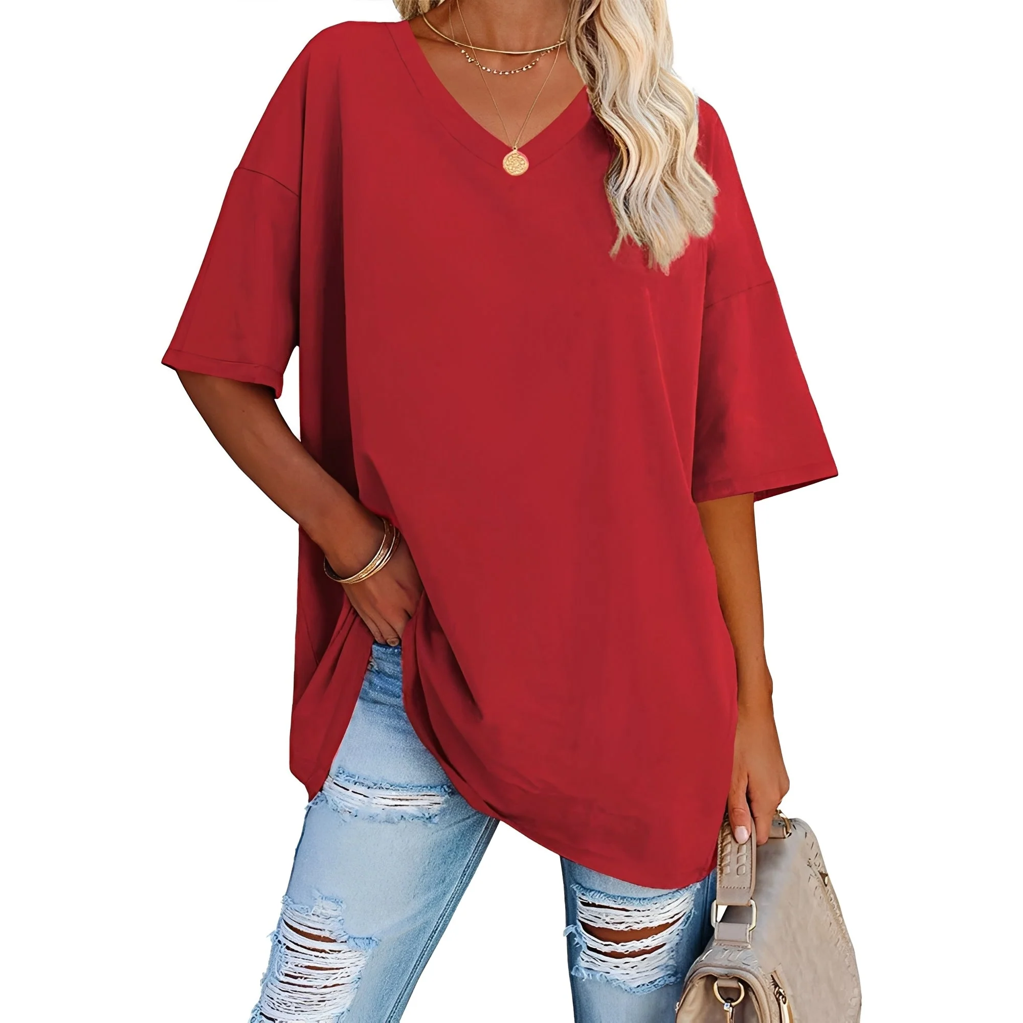 Caroline - Chemise décontractée et ample avec encolure en V pour femmes - Image 5