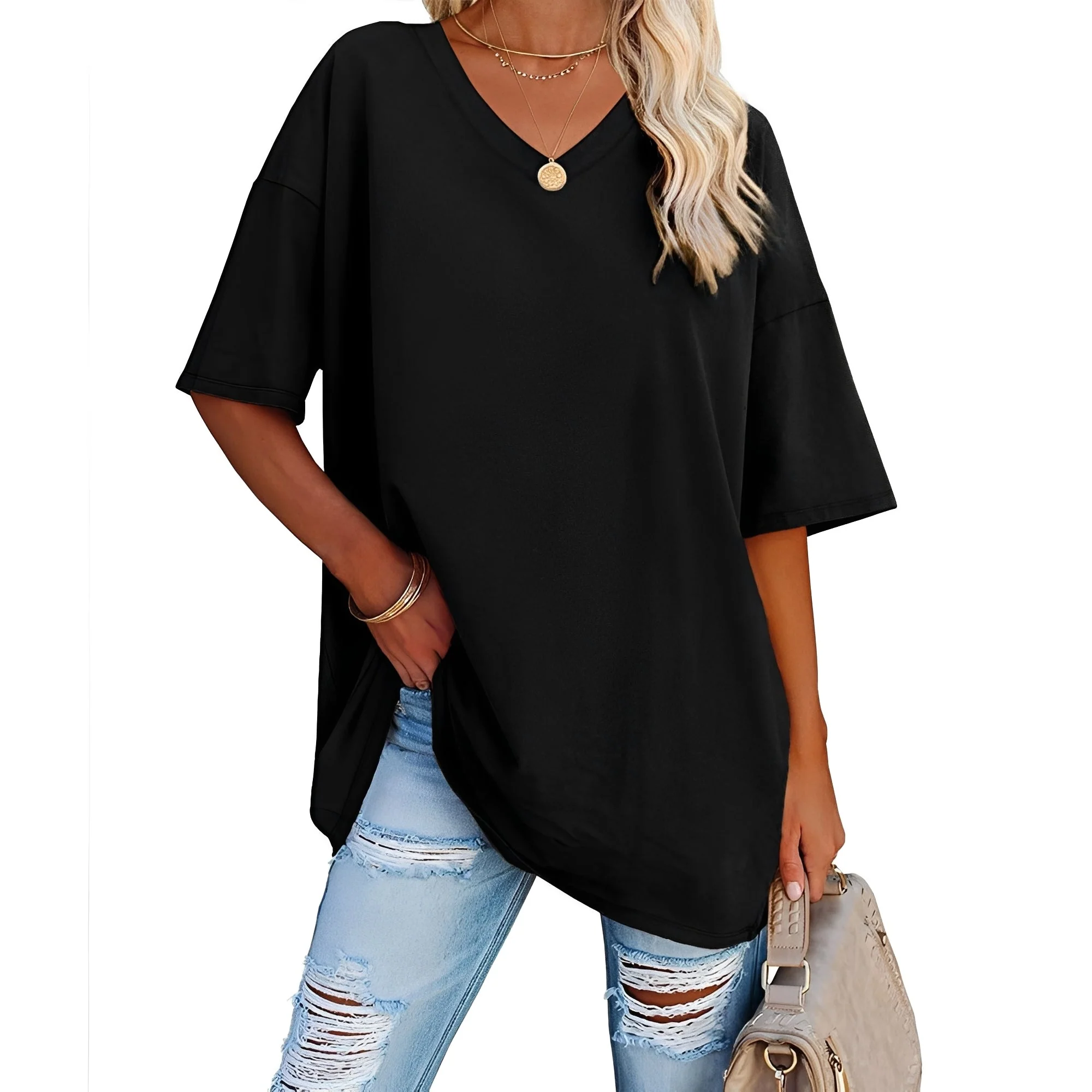 Caroline - Chemise décontractée et ample avec encolure en V pour femmes - Image 7