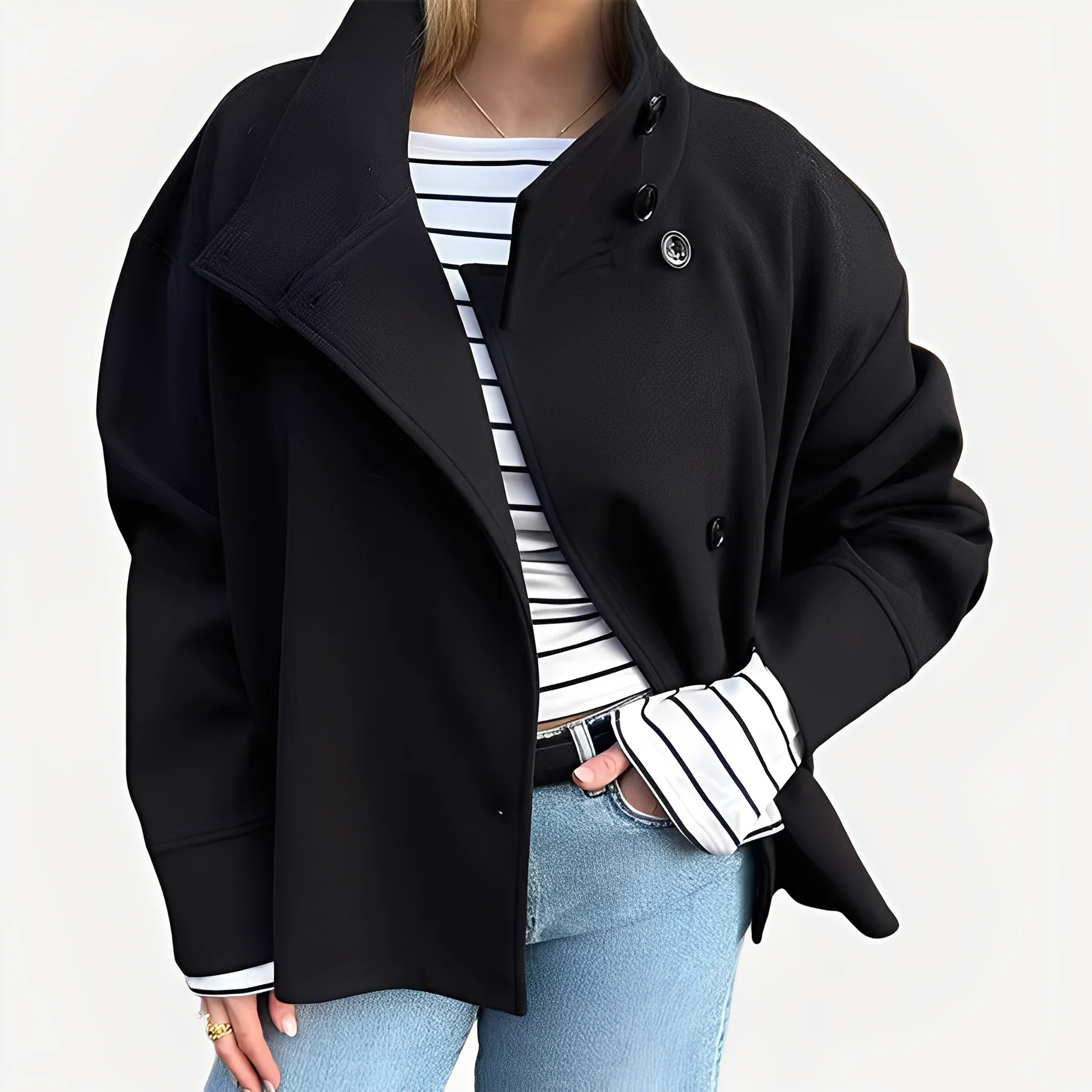 Carolyn - Élégant manteau en laine avec boutonnage simple pour femmes - Image 3