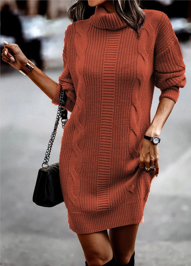Carreen - Robe en maille à manches longues avec col roulé - Image 8