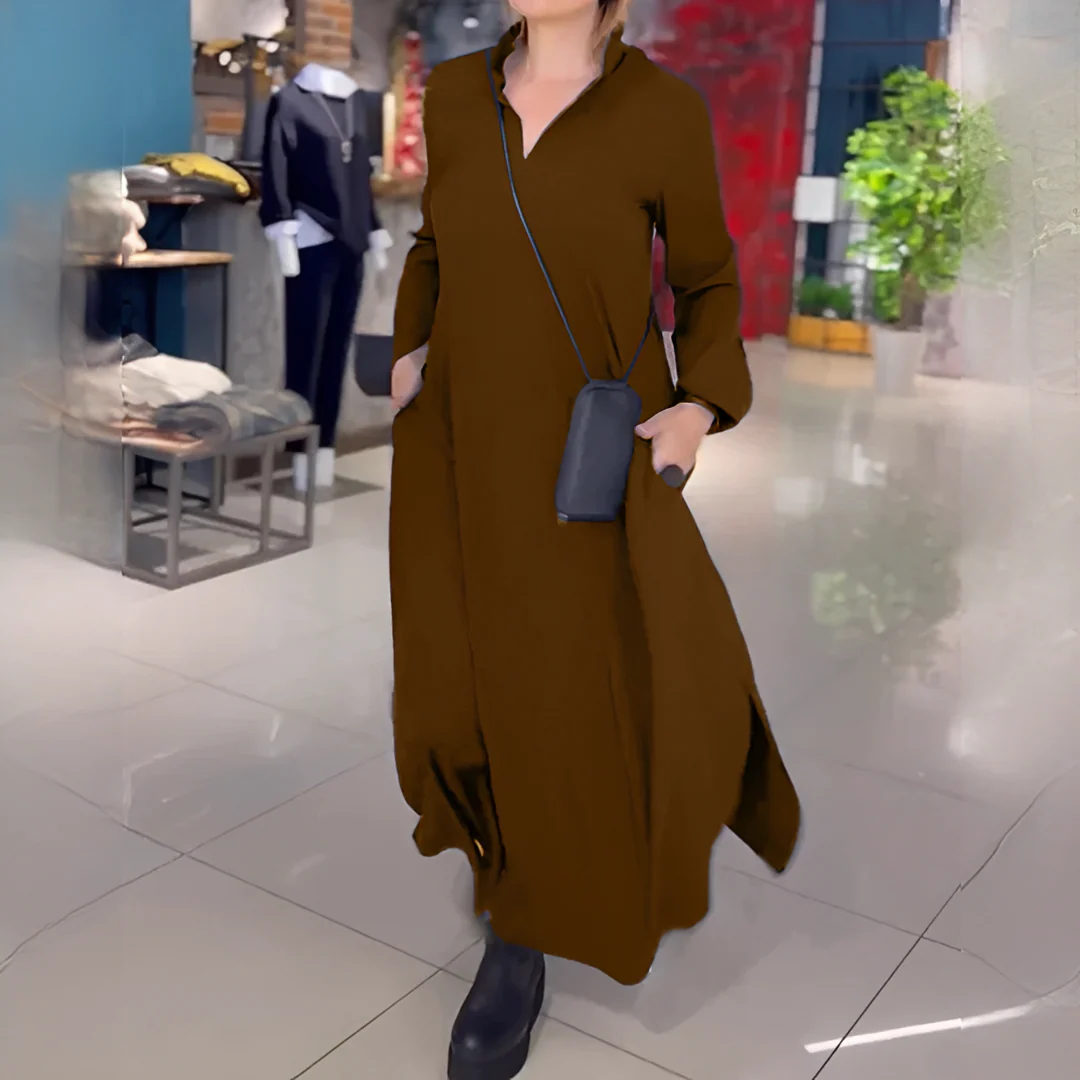 Cassie - Robe Longue Décontractée à Manches - Image 2