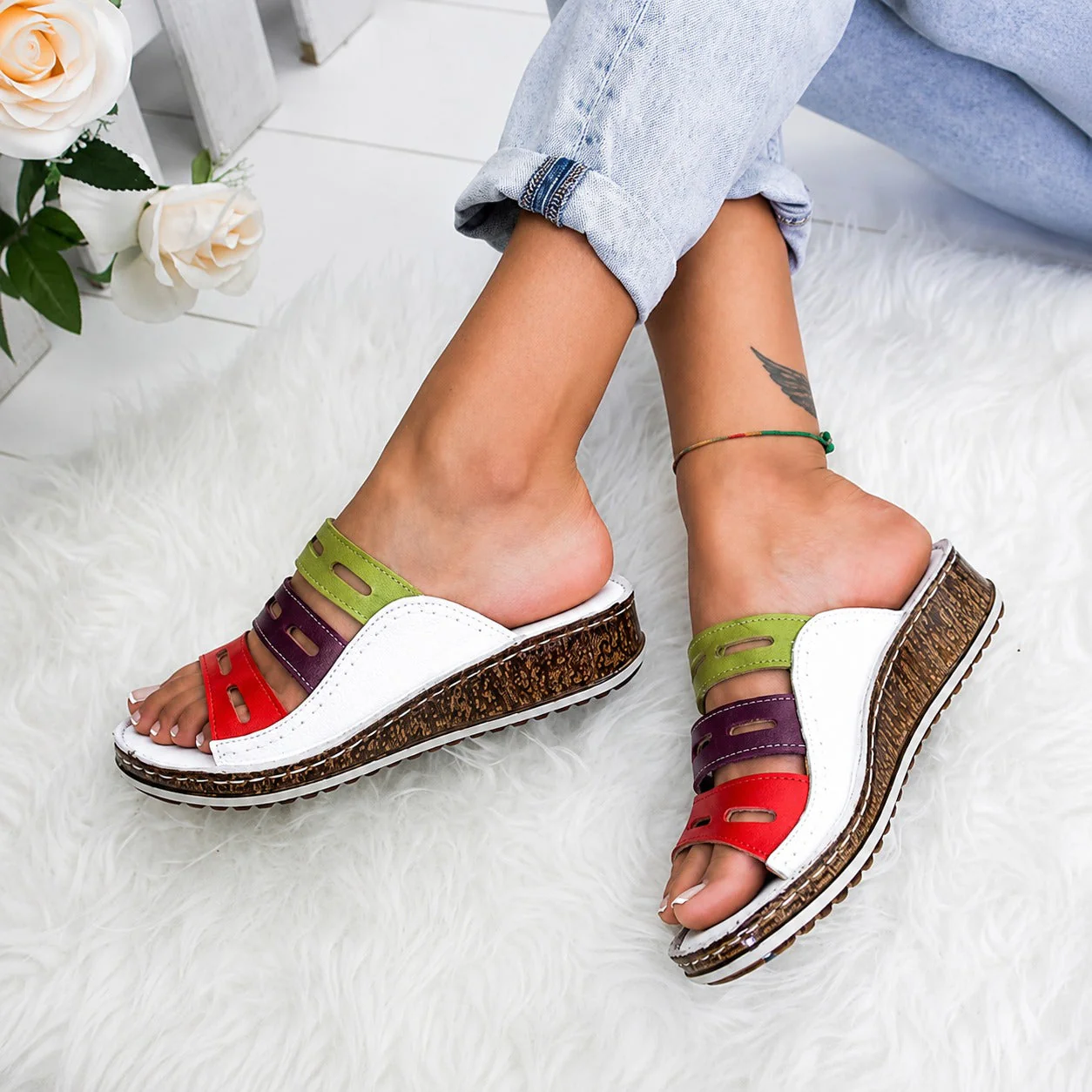 Christina - Sandales de Détente Multicolores