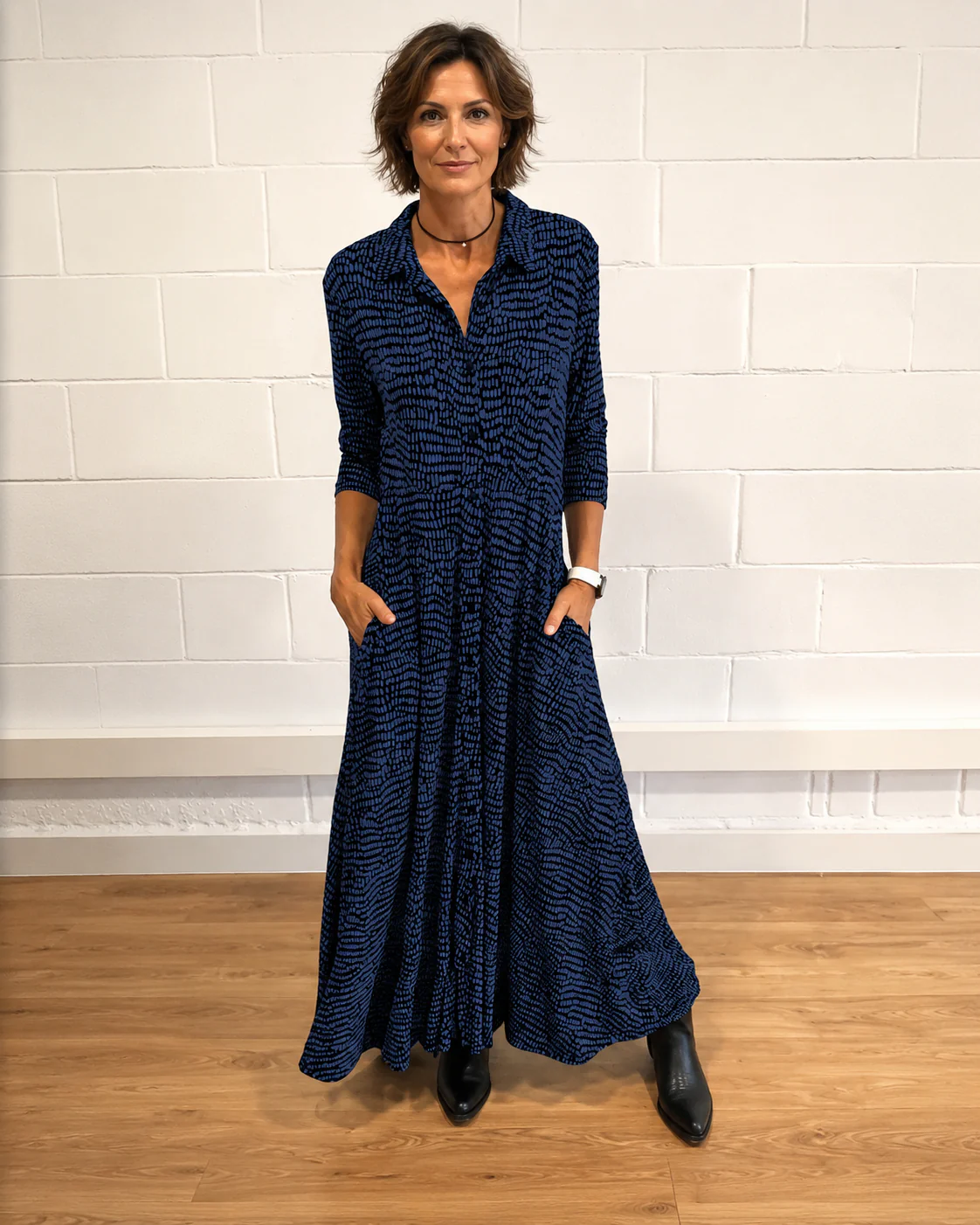 Damiana - Robe Chic à Encolure en V avec Col - Image 3