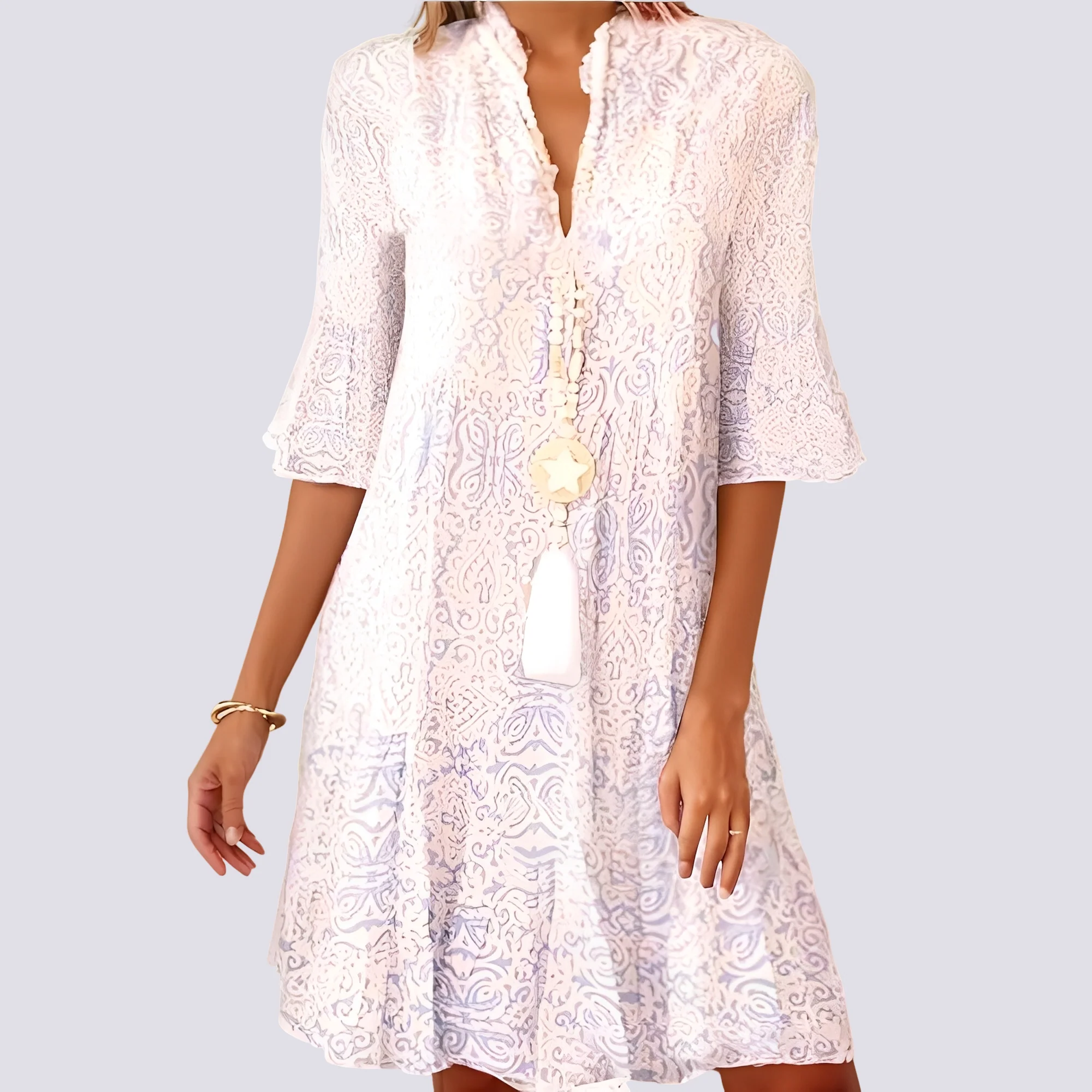 Darce - Robe ample avec col en V pour femmes - Image 3