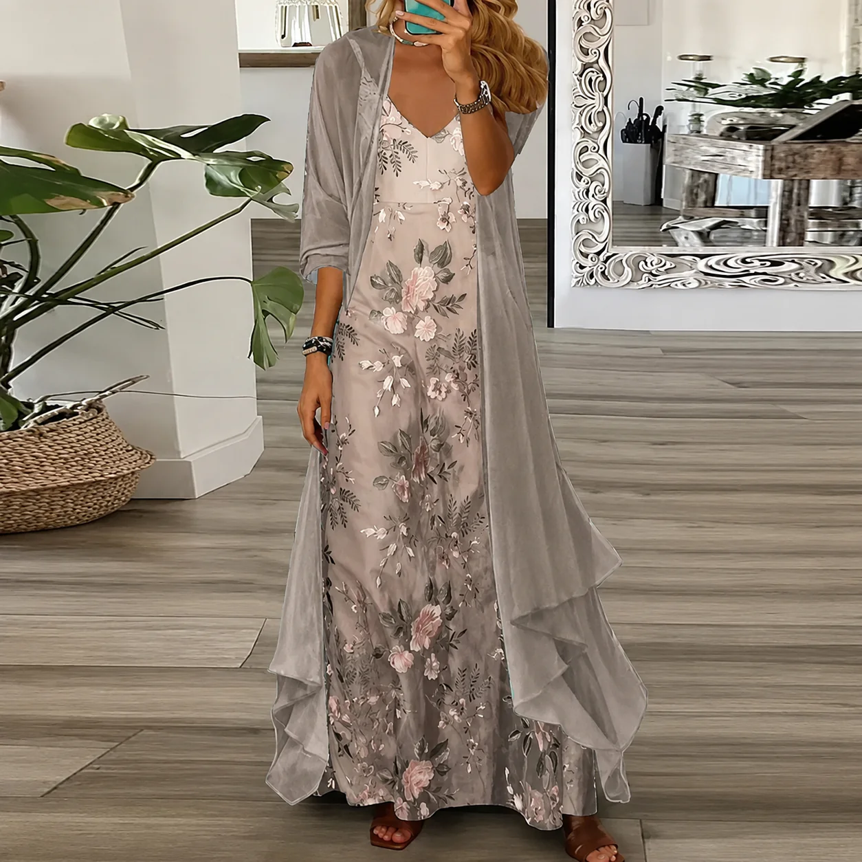 Derivia - Robe Maxi Élégante Deux Pièces - Image 2