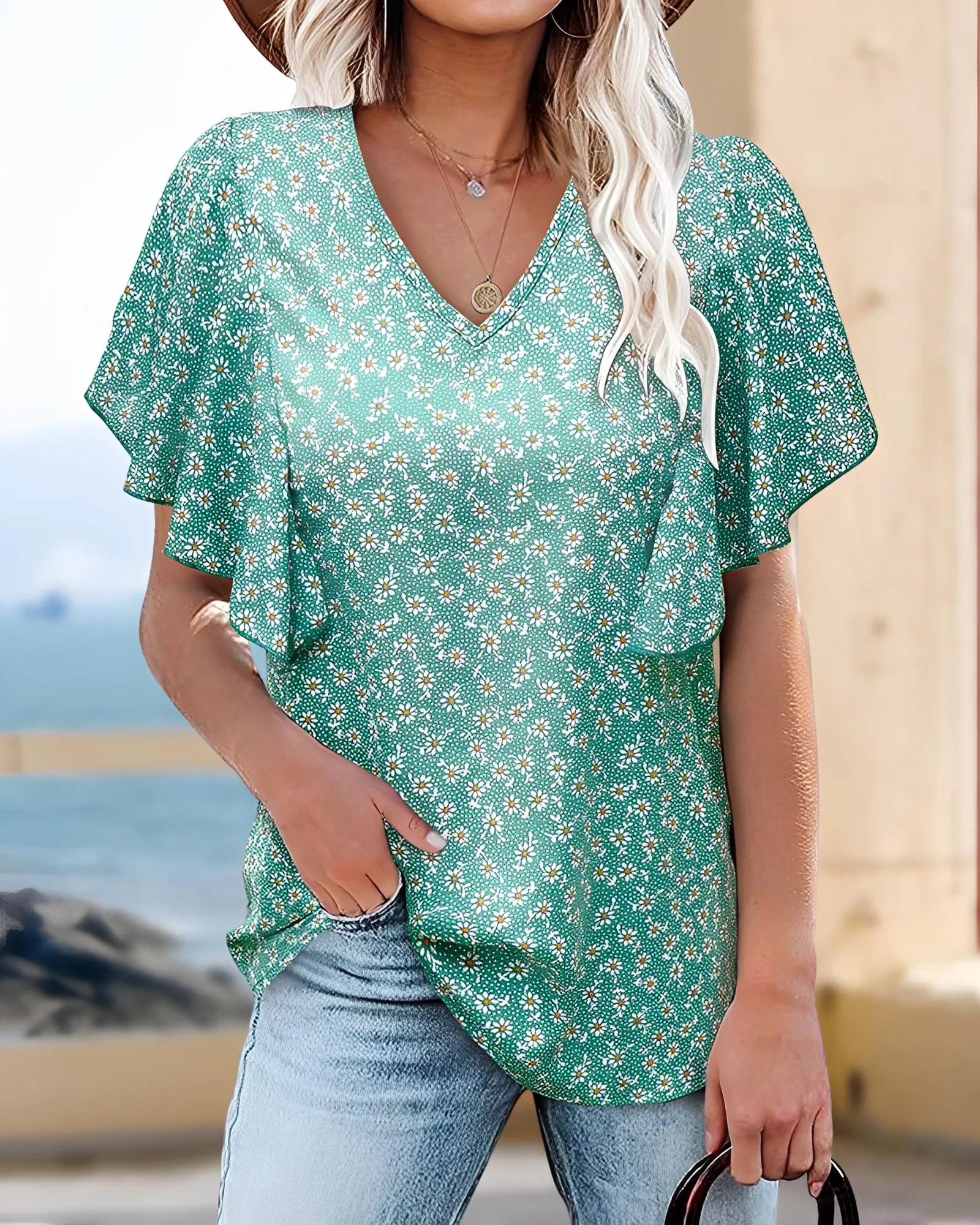 Eleri - Blouse élégante à col en V - Image 2