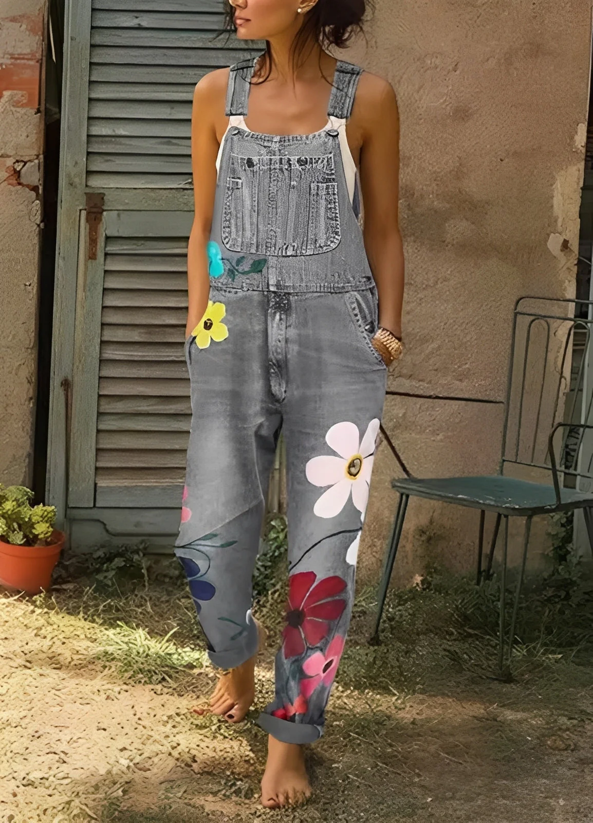 Emilia - Combinaison en jean à fleurs pour femmes - Image 3
