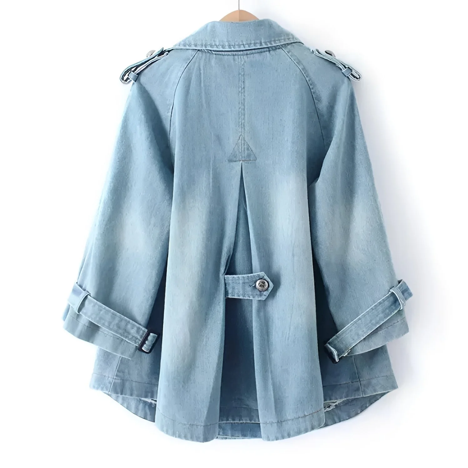 Faye - Manteau Cape en Denim Élégant - Image 2