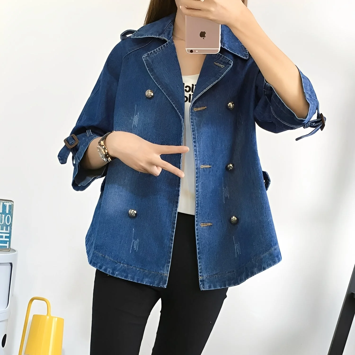 Faye - Manteau Cape en Denim Élégant - Image 3