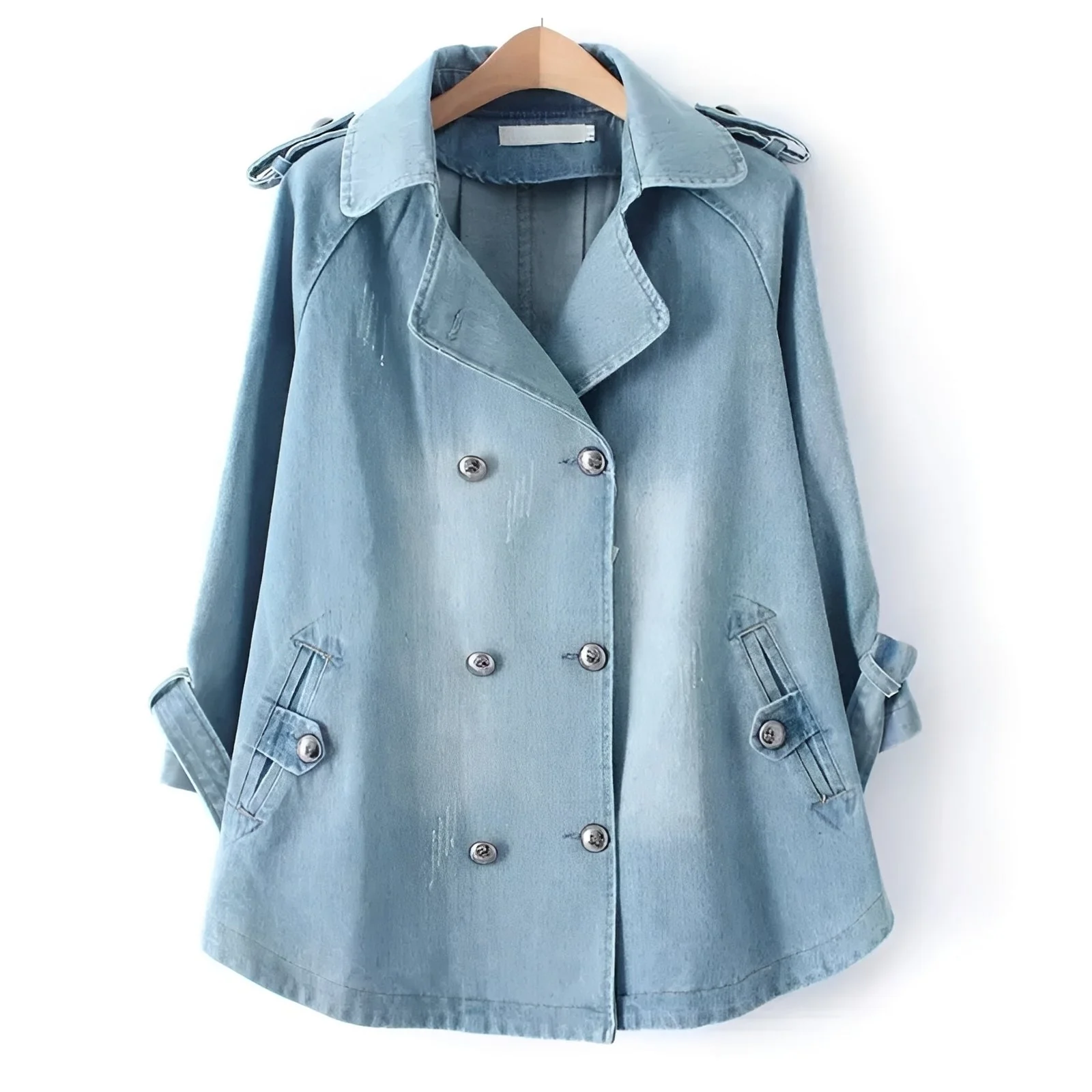 Faye - Manteau Cape en Denim Élégant - Image 4