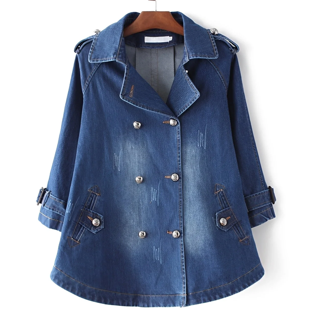 Faye - Manteau Cape en Denim Élégant - Image 5