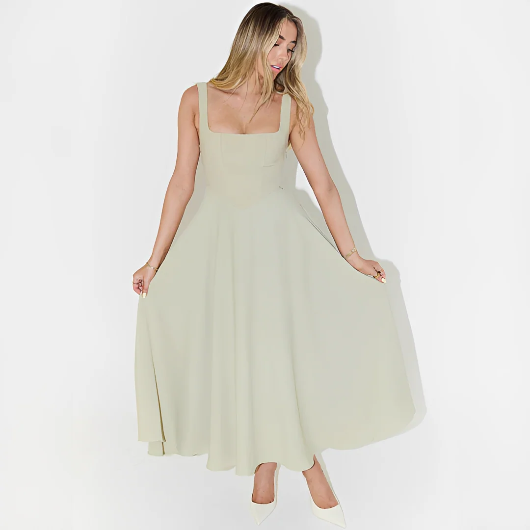 Fioren - Robe Midi Élégante à Encolure Carrée - Image 2