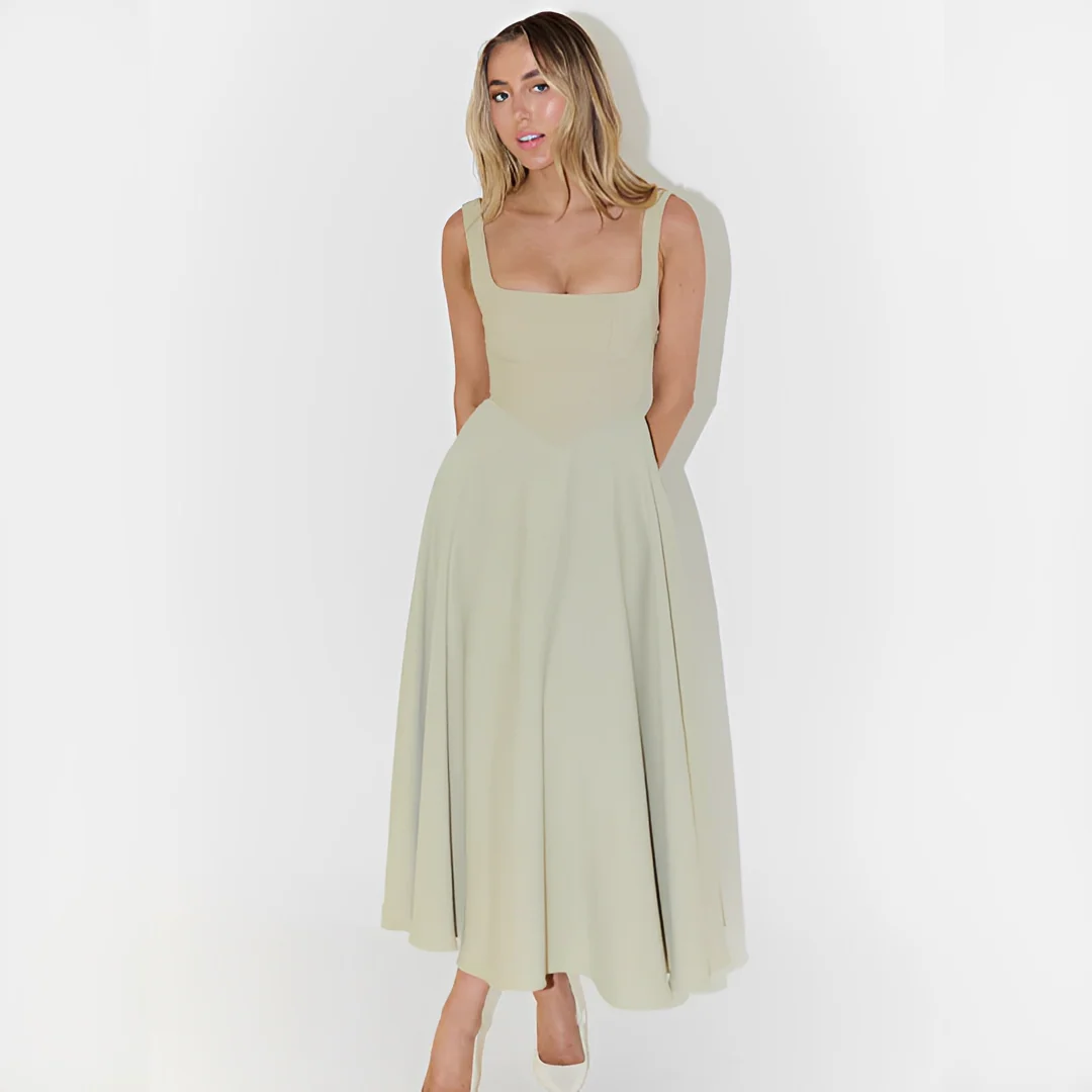Fioren - Robe Midi Élégante à Encolure Carrée - Image 3