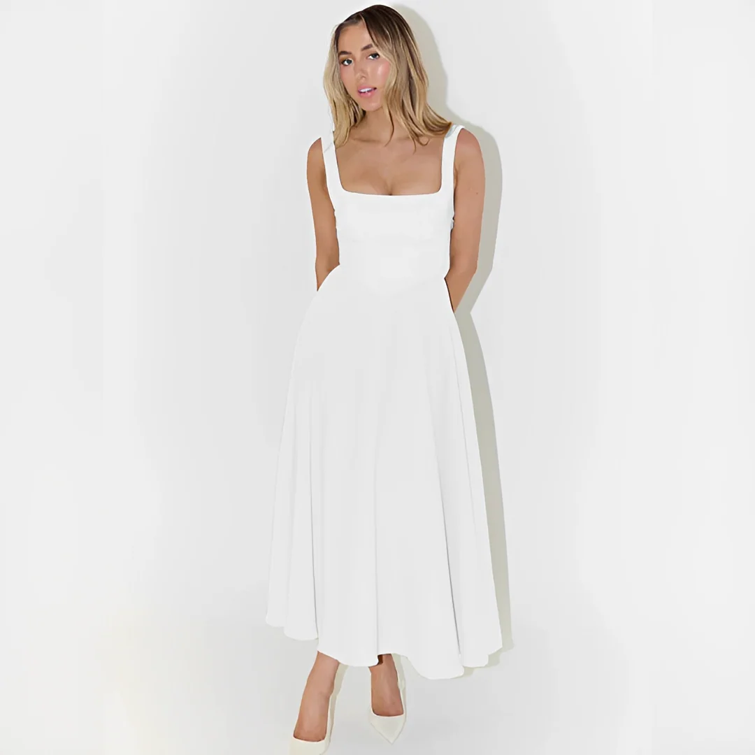 Fioren - Robe Midi Élégante à Encolure Carrée - Image 4