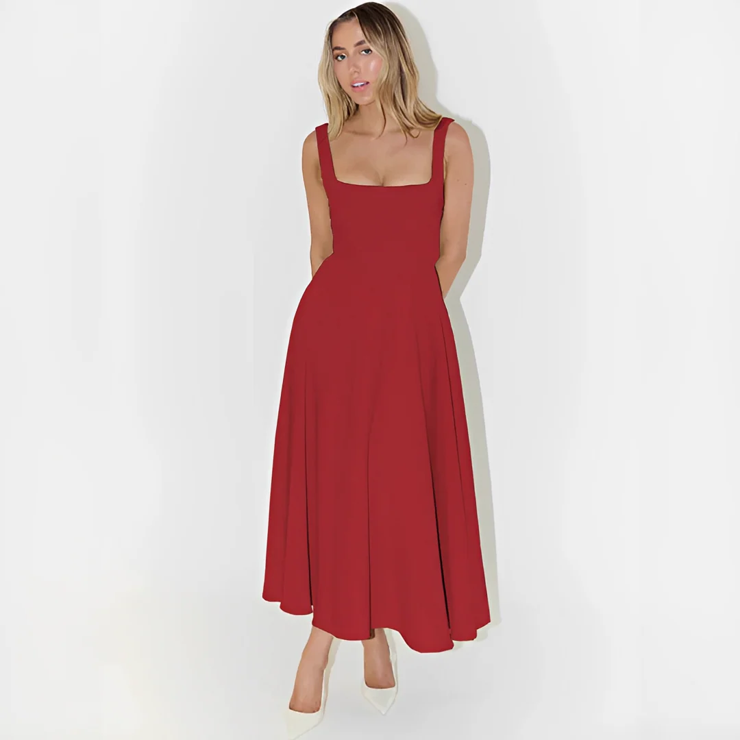 Fioren - Robe Midi Élégante à Encolure Carrée - Image 5