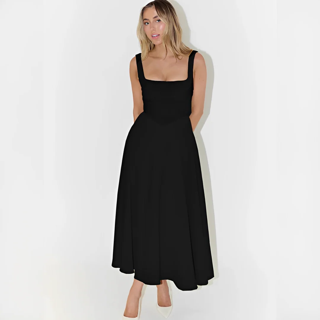 Fioren - Robe Midi Élégante à Encolure Carrée - Image 6