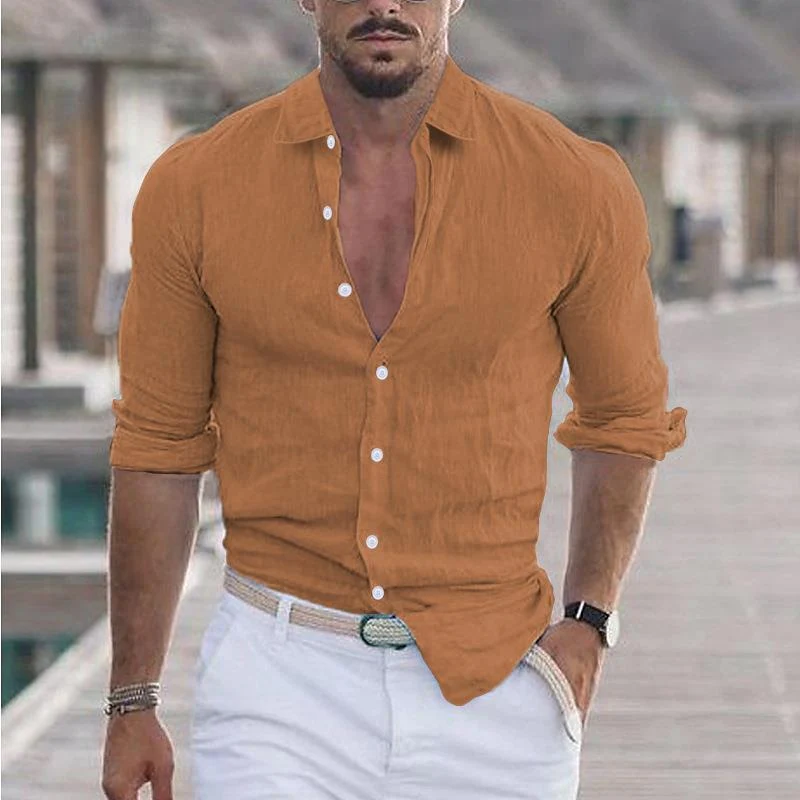 George - Chemise décontractée à manches longues avec boutons pour hommes - Image 9