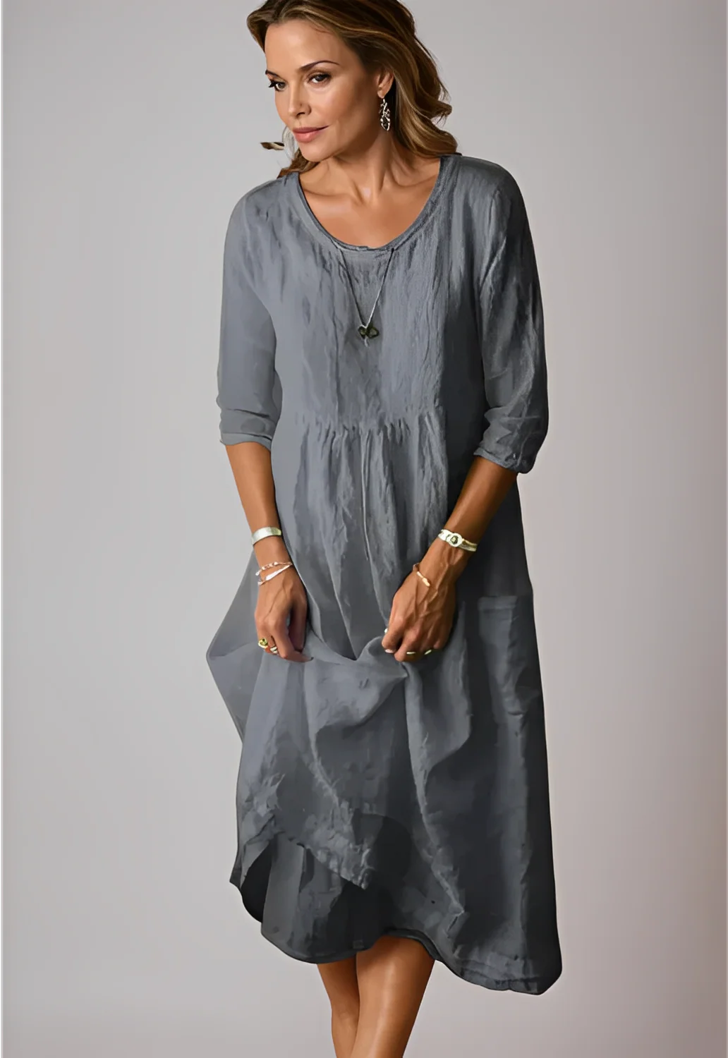 Hazel - Robe décontractée et ample avec manches 3/4 pour femmes - Image 2