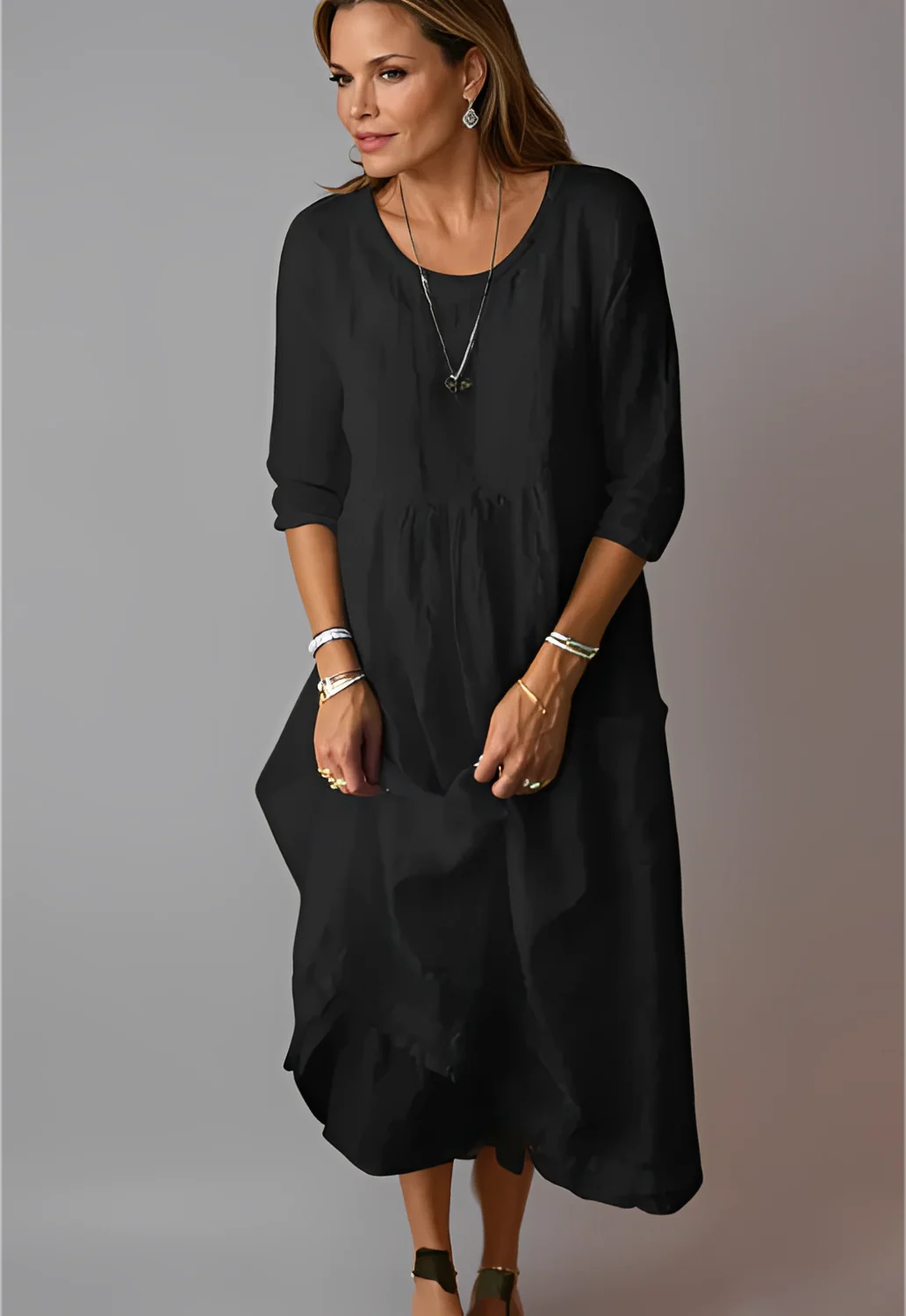 Hazel - Robe décontractée et ample avec manches 3/4 pour femmes - Image 4