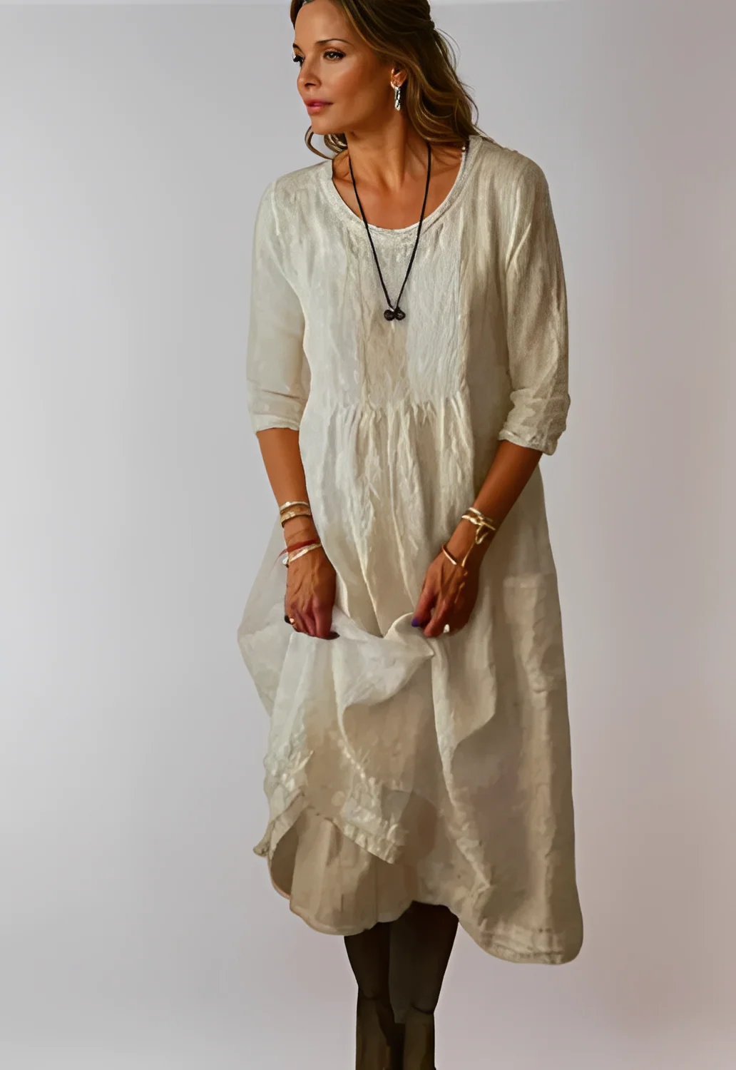Hazel - Robe décontractée et ample avec manches 3/4 pour femmes - Image 6