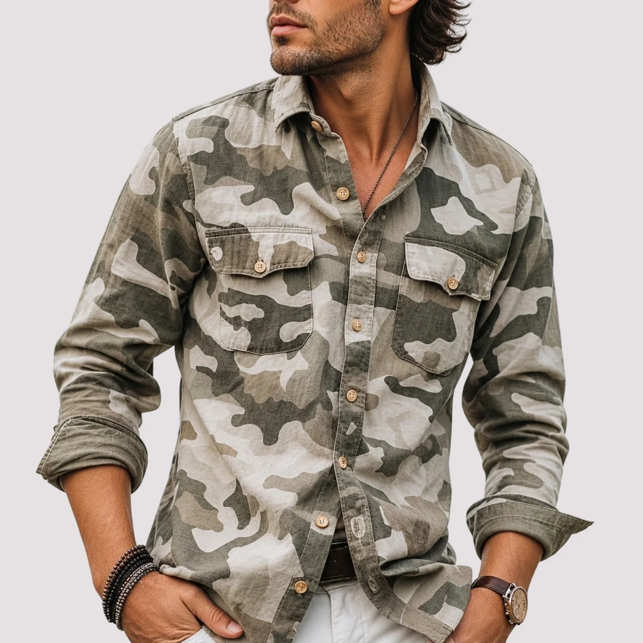 Jeffrey - Chemise à poches avec col plié camouflage - Image 2