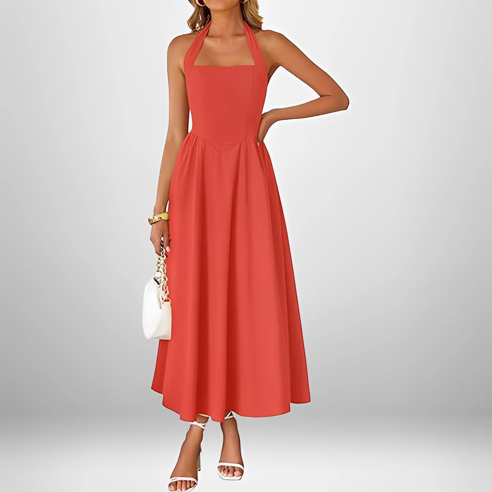 Joanna - Robe Midi Élégante à Col Halter - Image 6