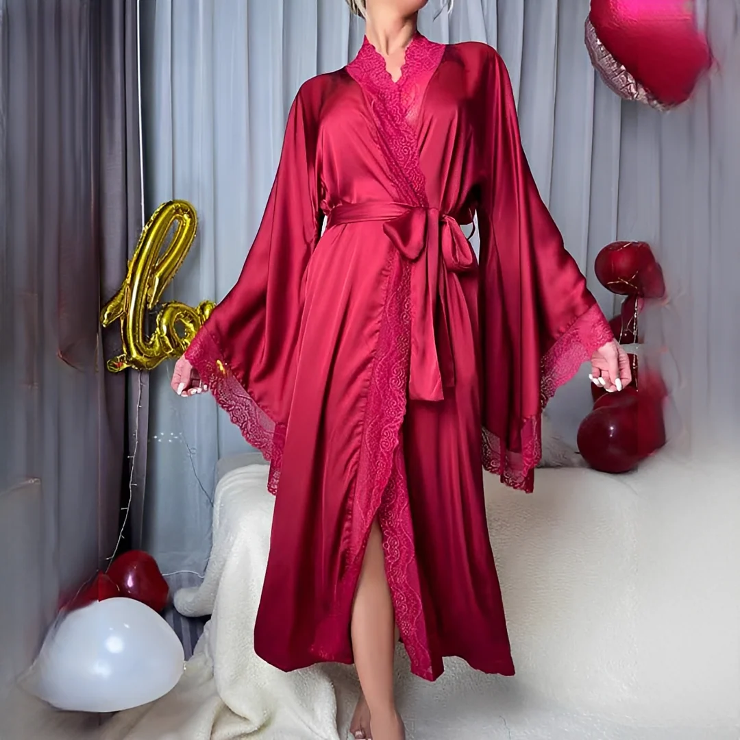 Joannah - Robe de chambre en dentelle longue pour femme - Image 3